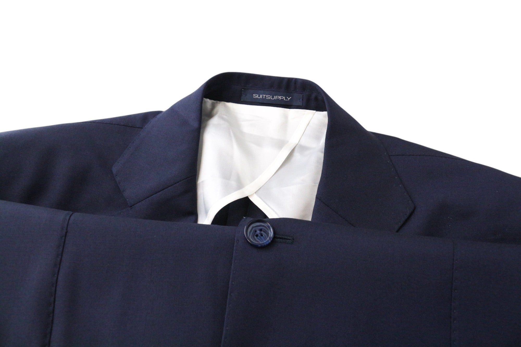 SUITSUPPLY La Spalla Men's Suit UK40R Blue Slim Wool S130s 3-Piece Tuxedo