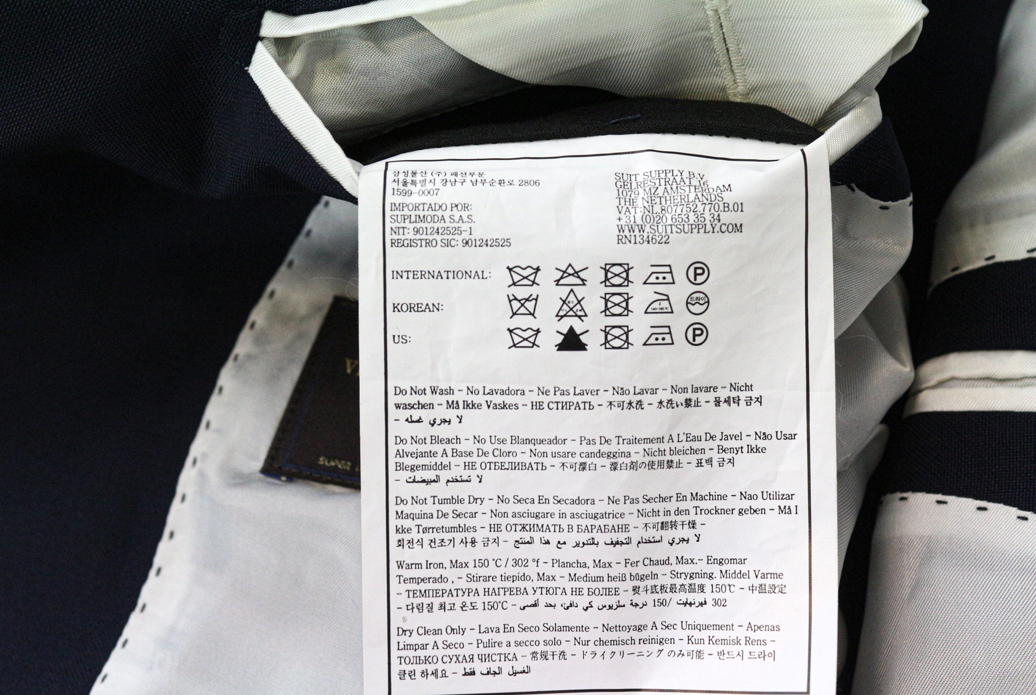 SUITSUPPLY La Spalla Men's Suit UK40R Blue Slim Wool S130s 3-Piece Tuxedo