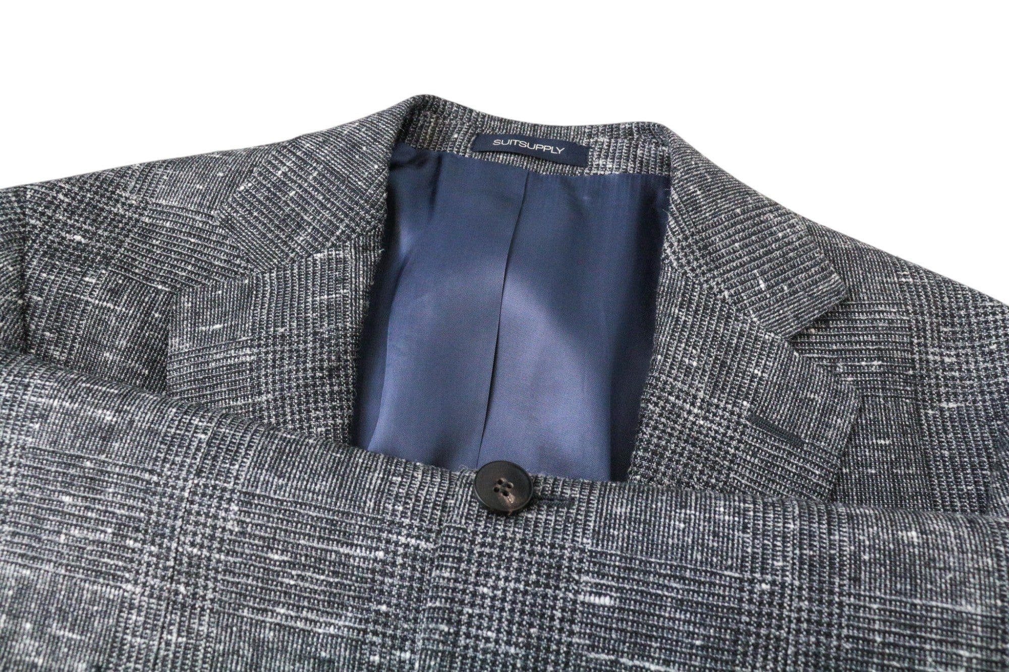 SUITSUPPLY Havana Men's Suit UK38R Grey Glen Check Wool-Silk Slim 2Pc