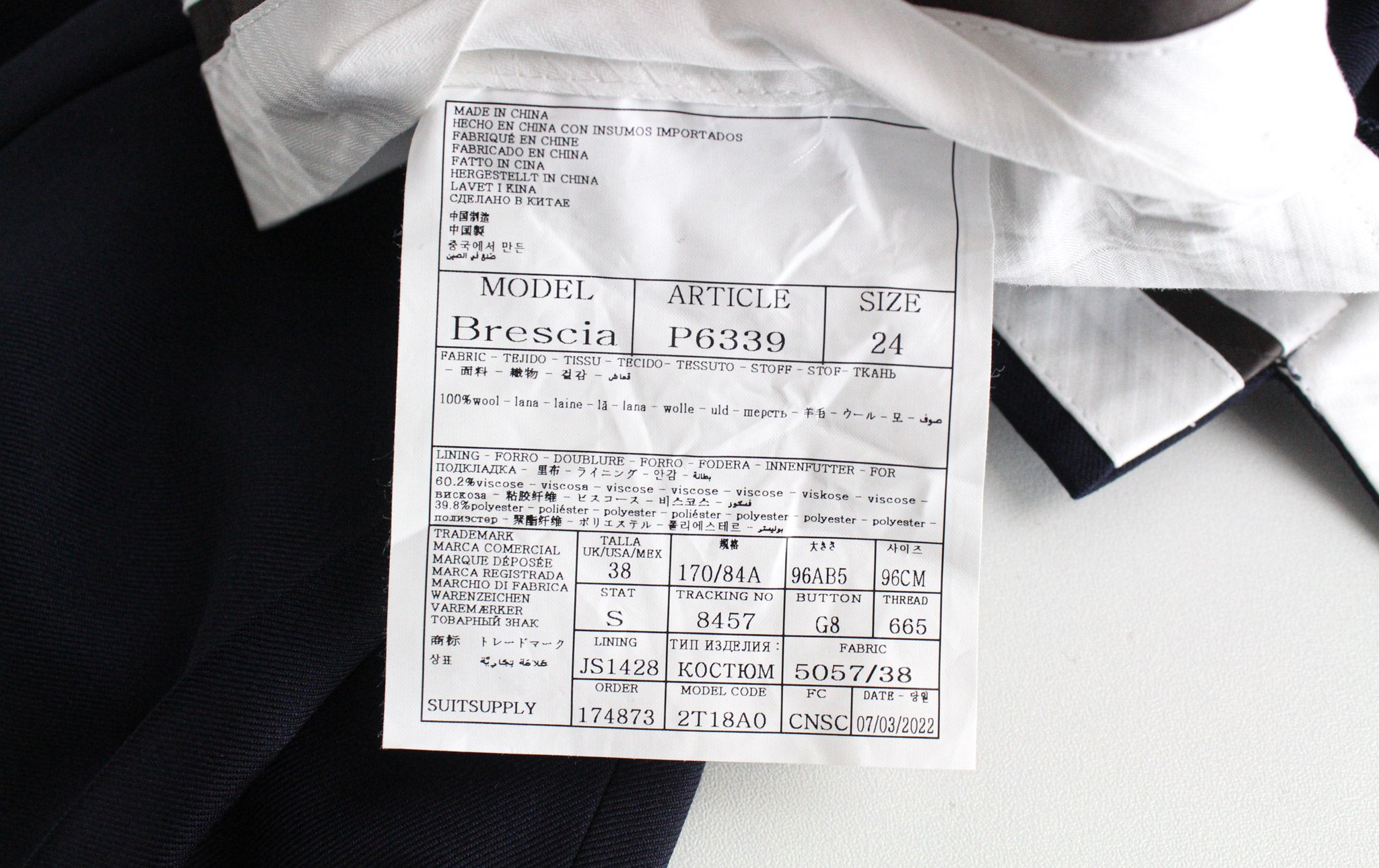 SUITSUPPLY Napoli Men's UK36R Blue Classic Pure Wool Single-Breasted 2 Piece