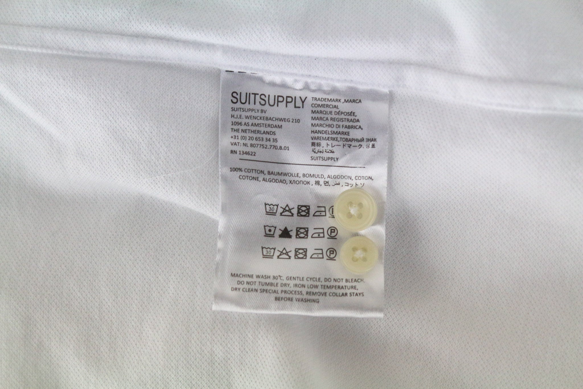 SUITSUPPLY Men's Spread T-Shirt 37/38/14.5/15 Extra Slim Fit Polo Cotton White