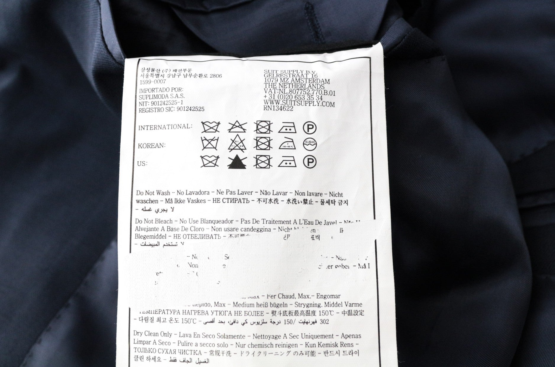 SUITSUPPLY La Spalla Men's UK42R Blue Wool Slim Suit Perennial 2-Piece