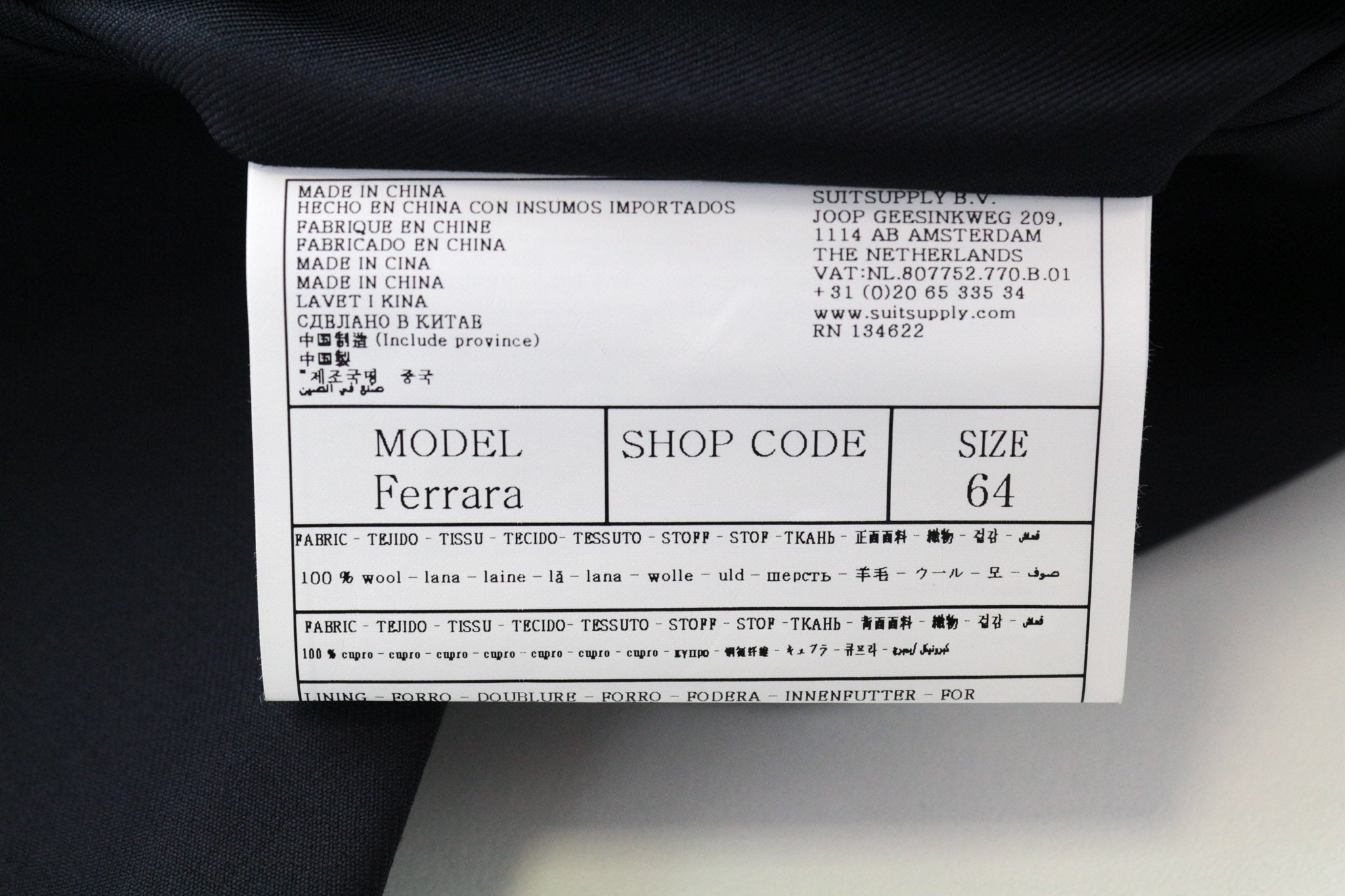 SUITSUPPLY Havana Suit Men's UK54R Blue 3Pc Pure Wool Single-Breasted Cut