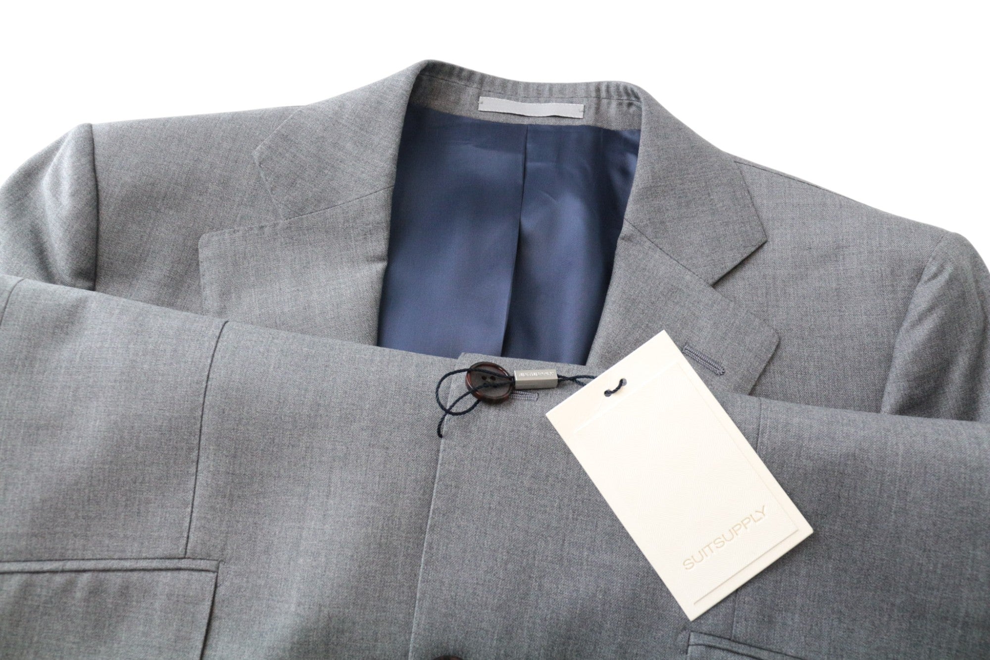 SUITSUPPLY La Spalla Suit UK38L Men's Grey Wool 2Pc Single-Breasted Classic