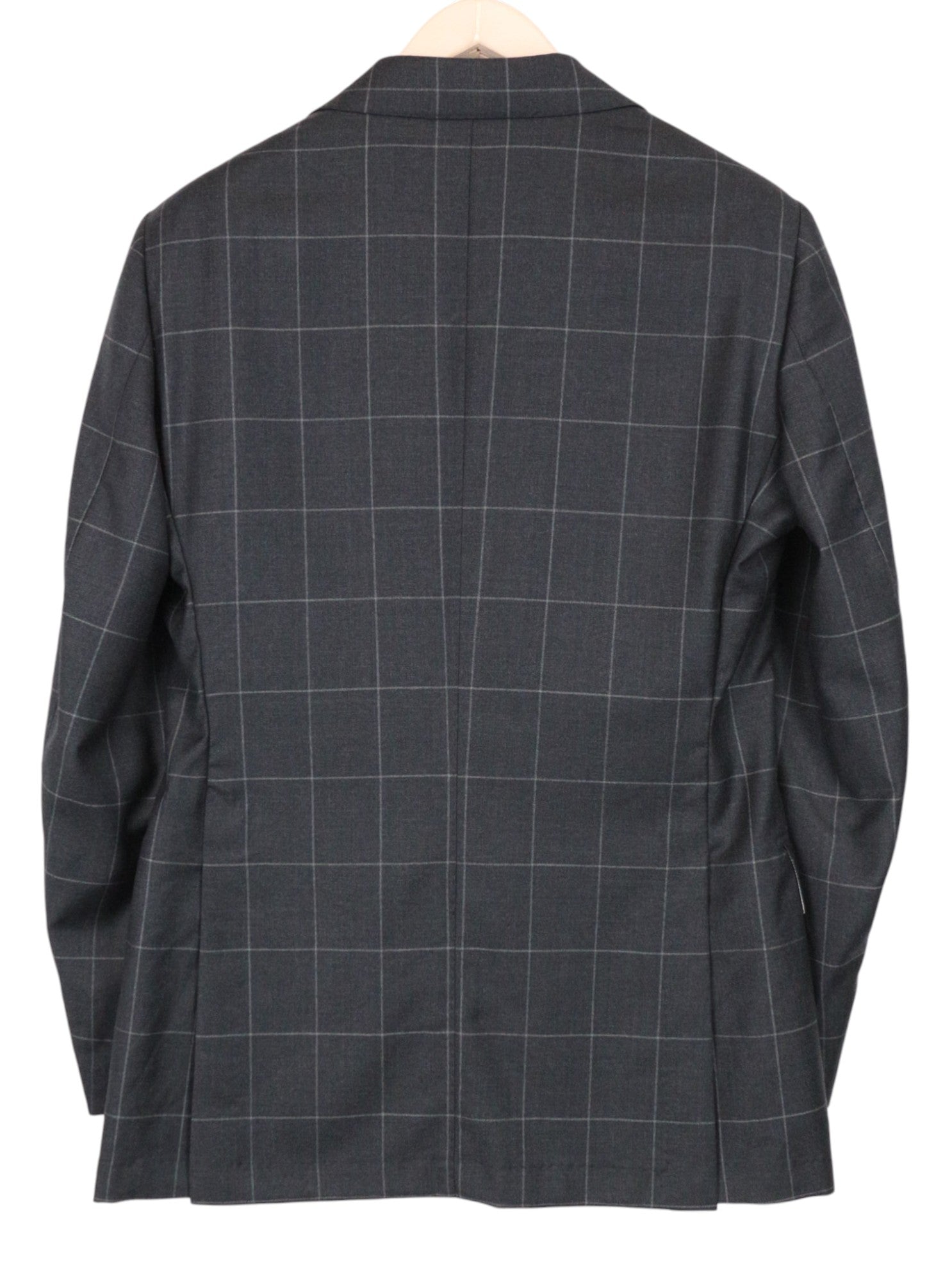 SUITSUPPLY La Spalla Men's UK38R Grey Slim Wool Windowpane Suit 2Pc