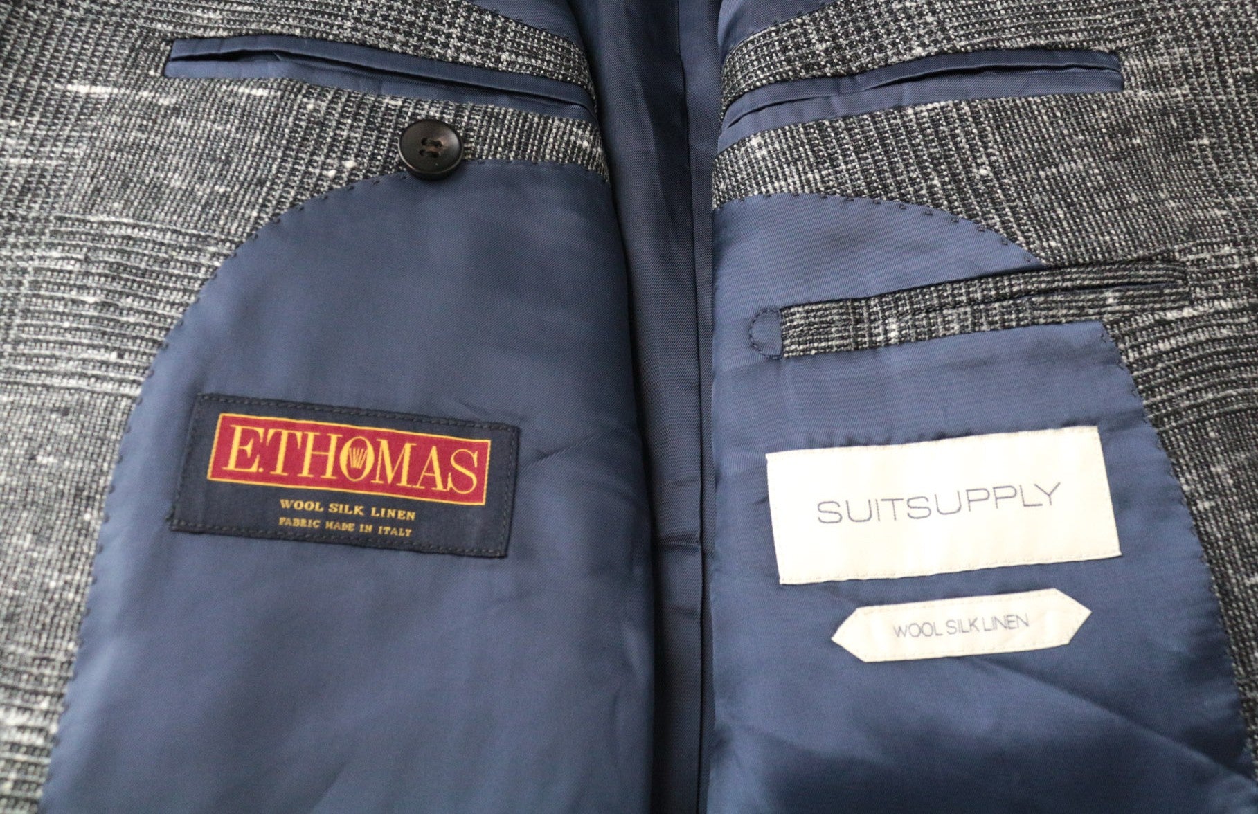 SUITSUPPLY Havana Men's Suit UK38R Grey Glen Check Wool-Silk Slim 2Pc