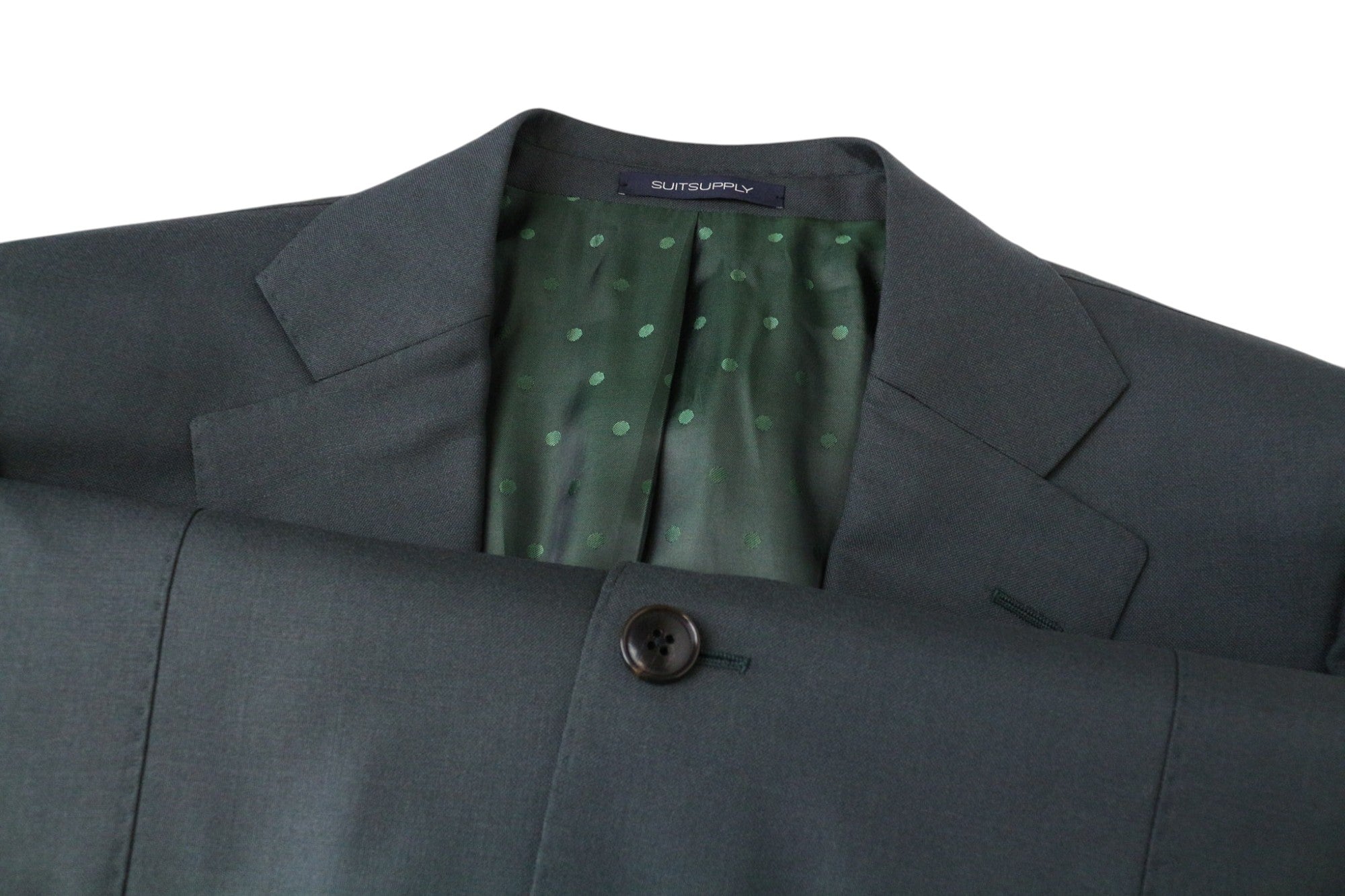 SUITSUPPLY La Spalla Men's Suit UK40R Green Pure Wool 2-Piece Single-Breasted