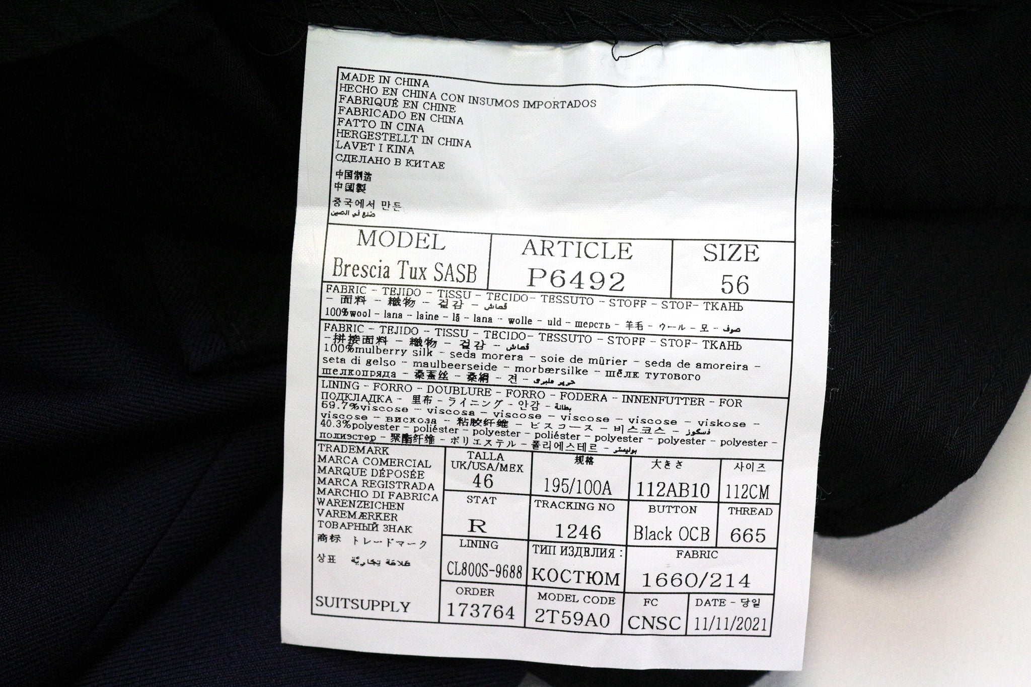 SUITSUPPLY Brescia Tux Men's Pants UK46R Navy Blue Wool Pleated Slim Front Style