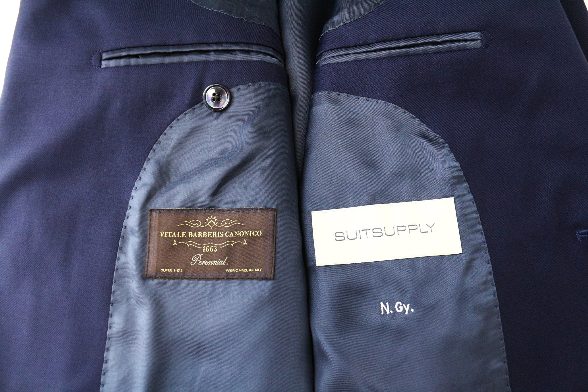 SUITSUPPLY La Spalla Men Suit UK34R Blue 2 Pc Slim Wool S110s