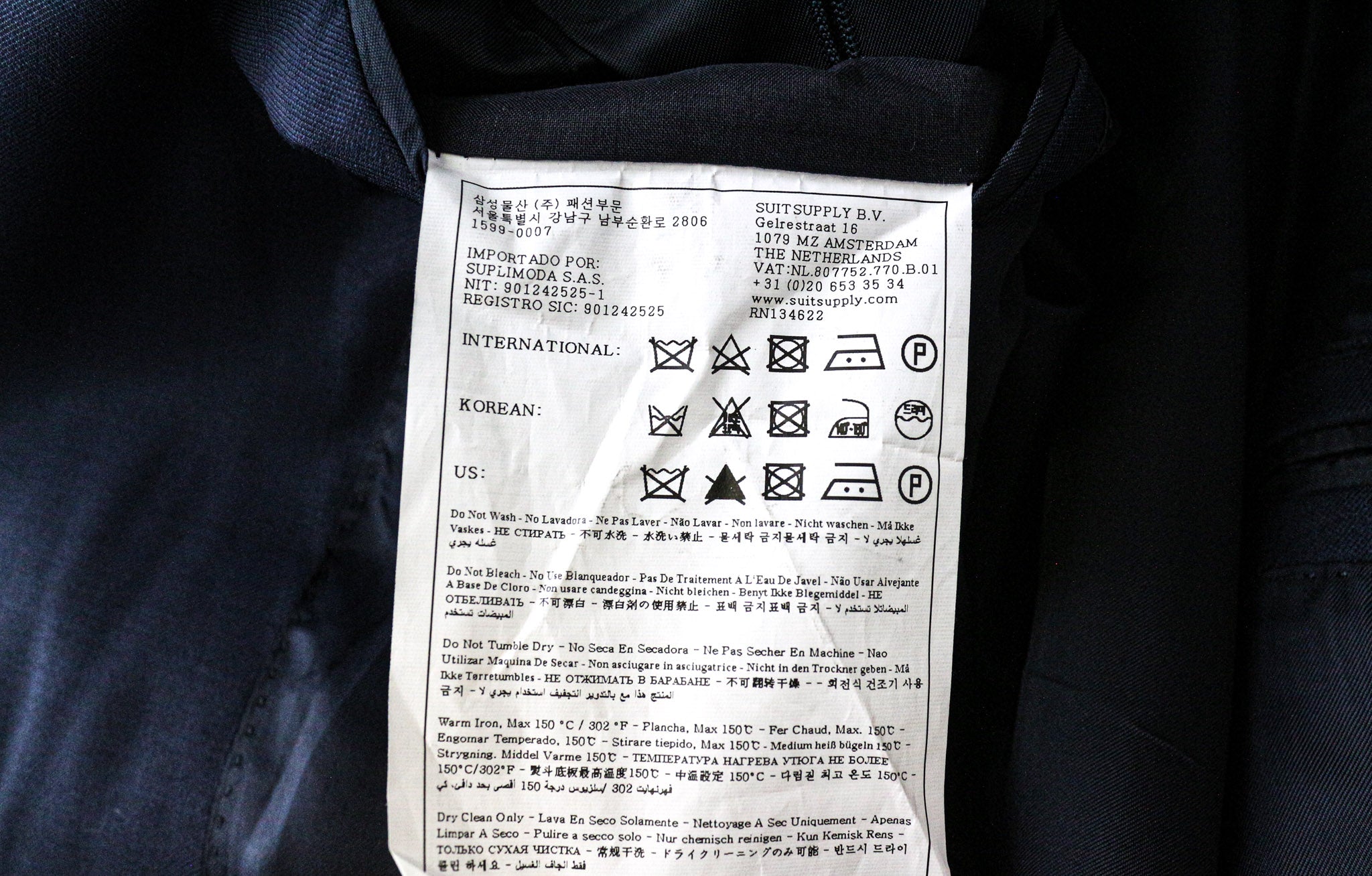 SUITSUPPLY Lazio Men Blazer UK44L Blue Slim Melange Wool S110s Perennial