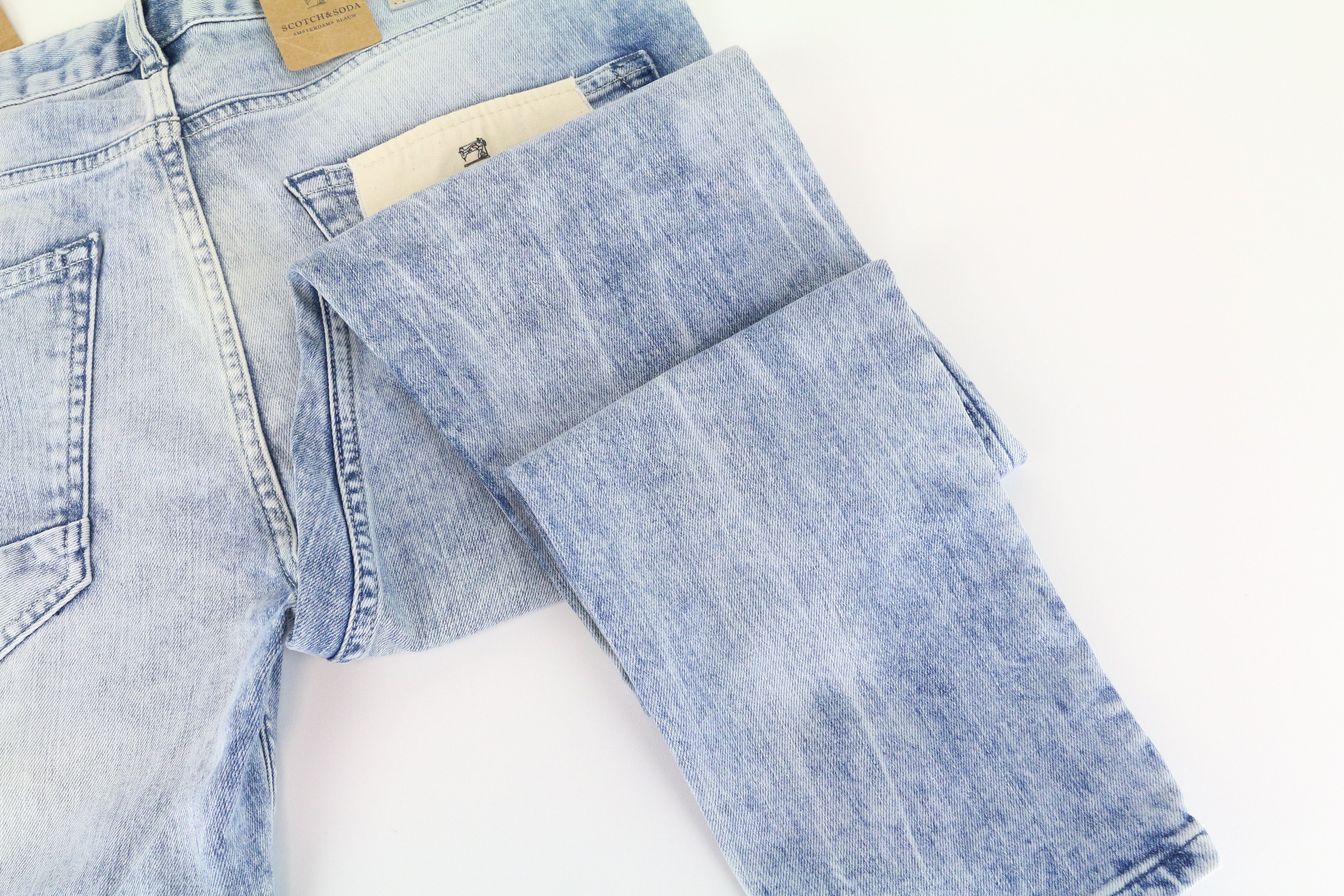 SCOTCH & SODA Skim Men Jeans W34/L34 Blue Cotton Stretch Skinny Fit Washed