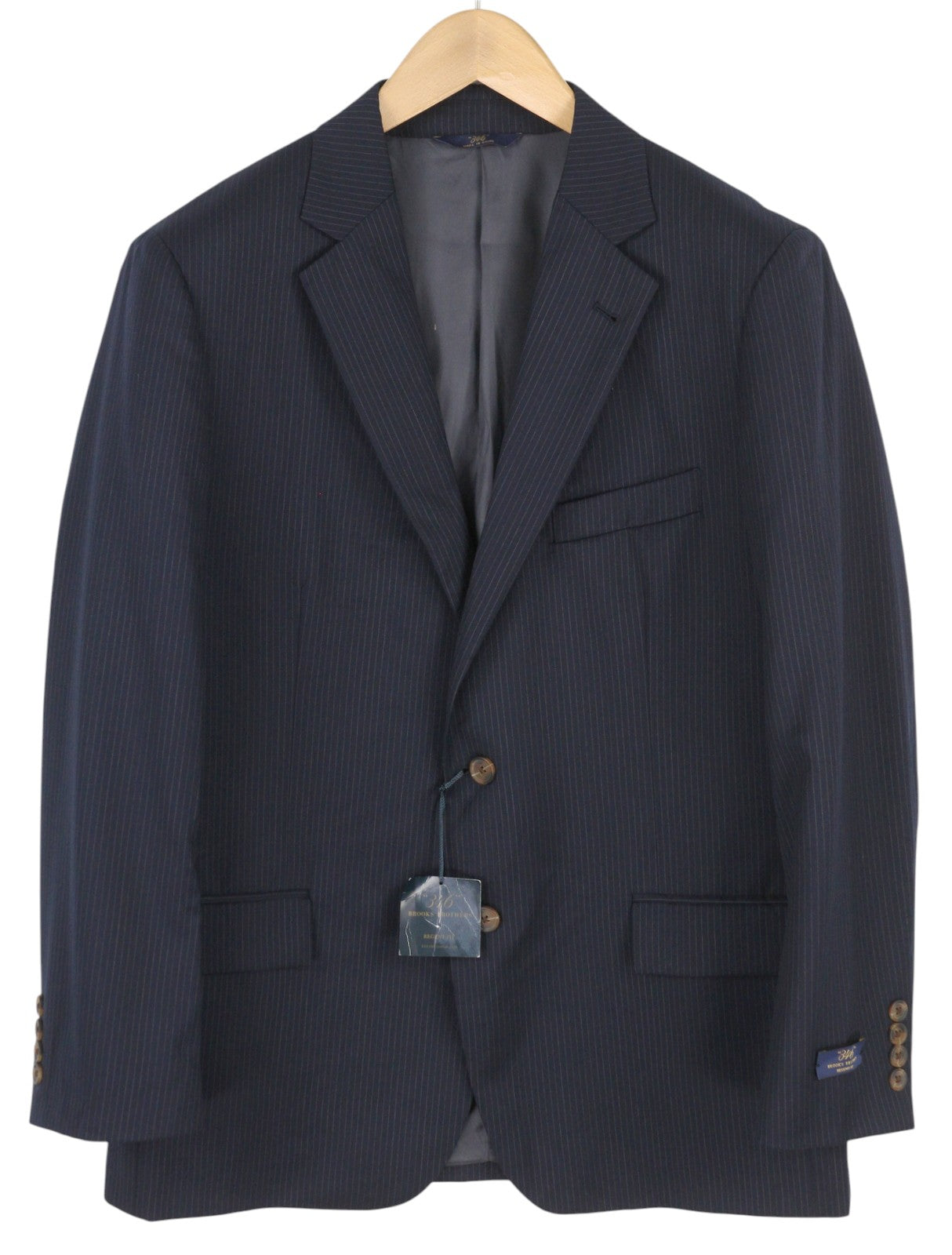 BROOKS BROTHERS 346 Regent Fit Men Blazer UK42 Blue Wool Pinstripe Lapel