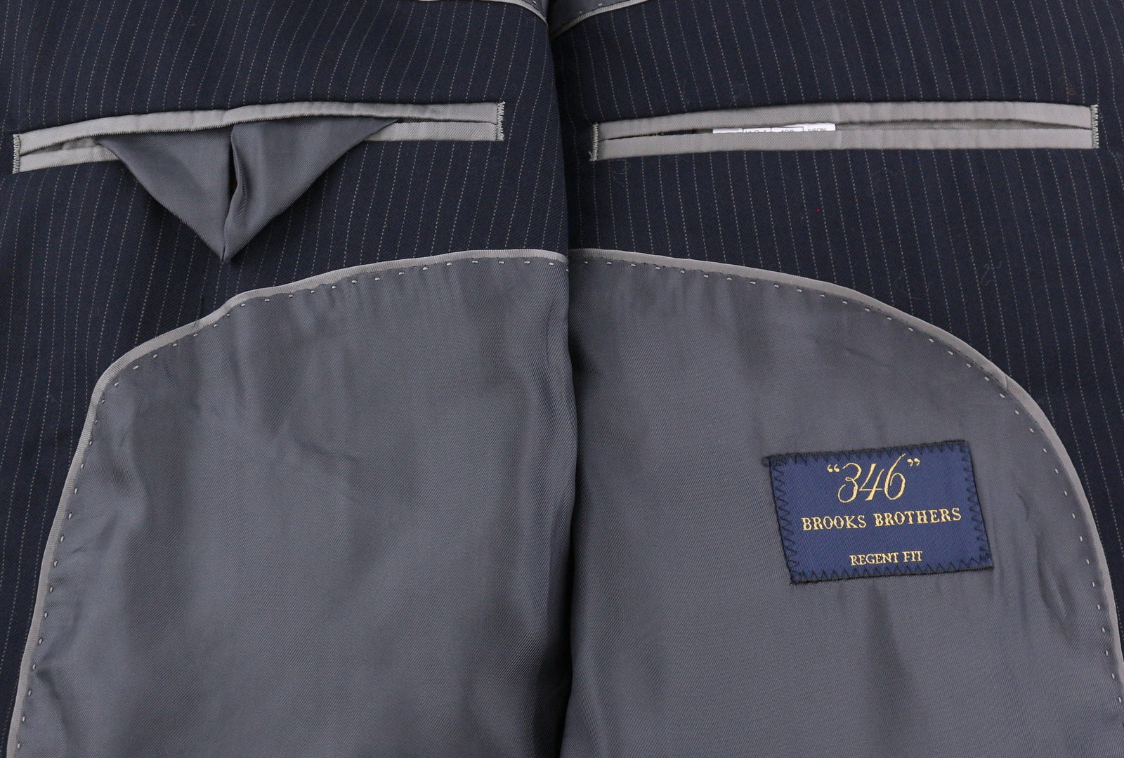 BROOKS BROTHERS 346 Regent Fit Men Blazer UK42 Blue Wool Pinstripe Lapel