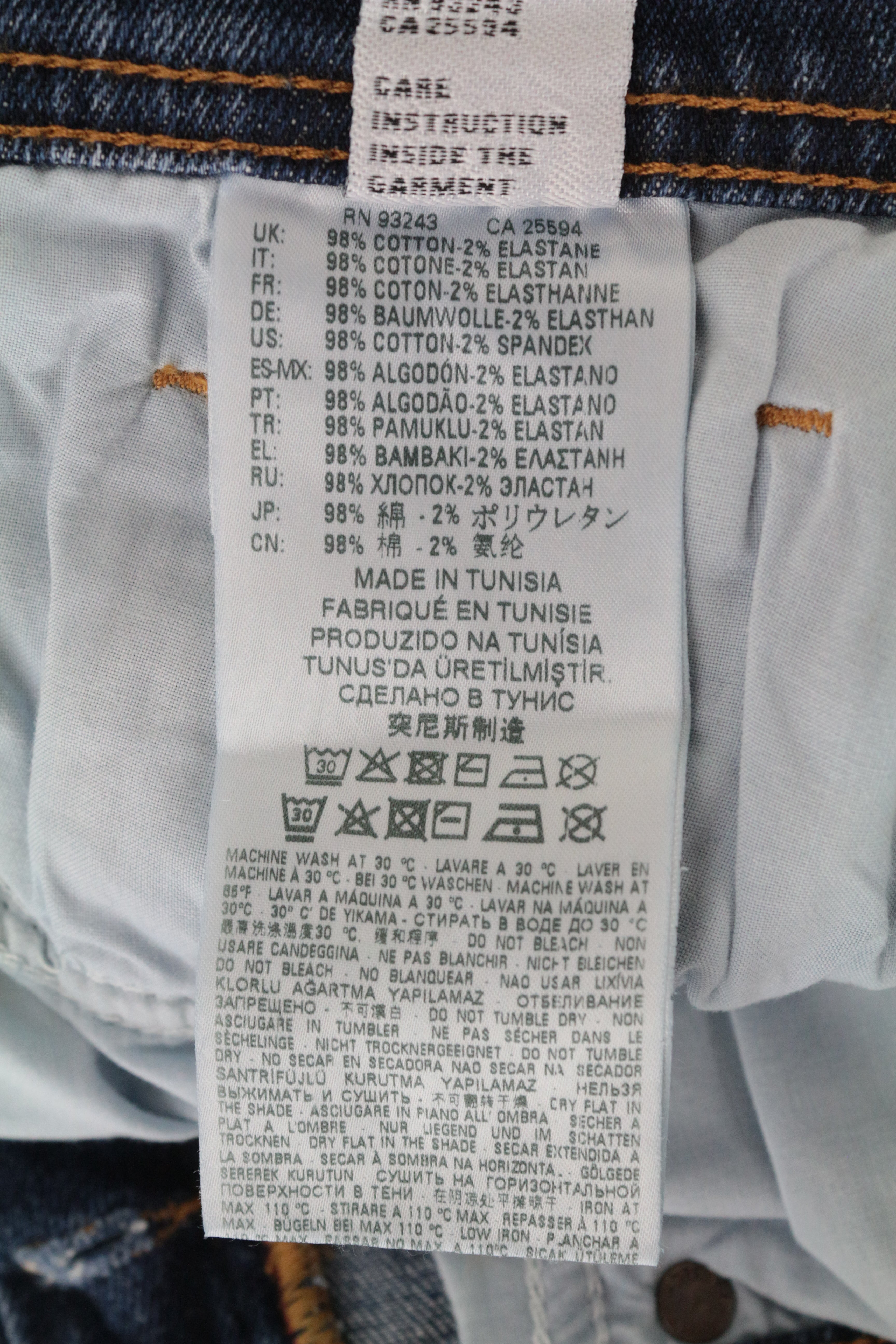 DIESEL Tepphar-X 0870H W26 L32 Slim Carrot Blue Cotton Stretch Jeans