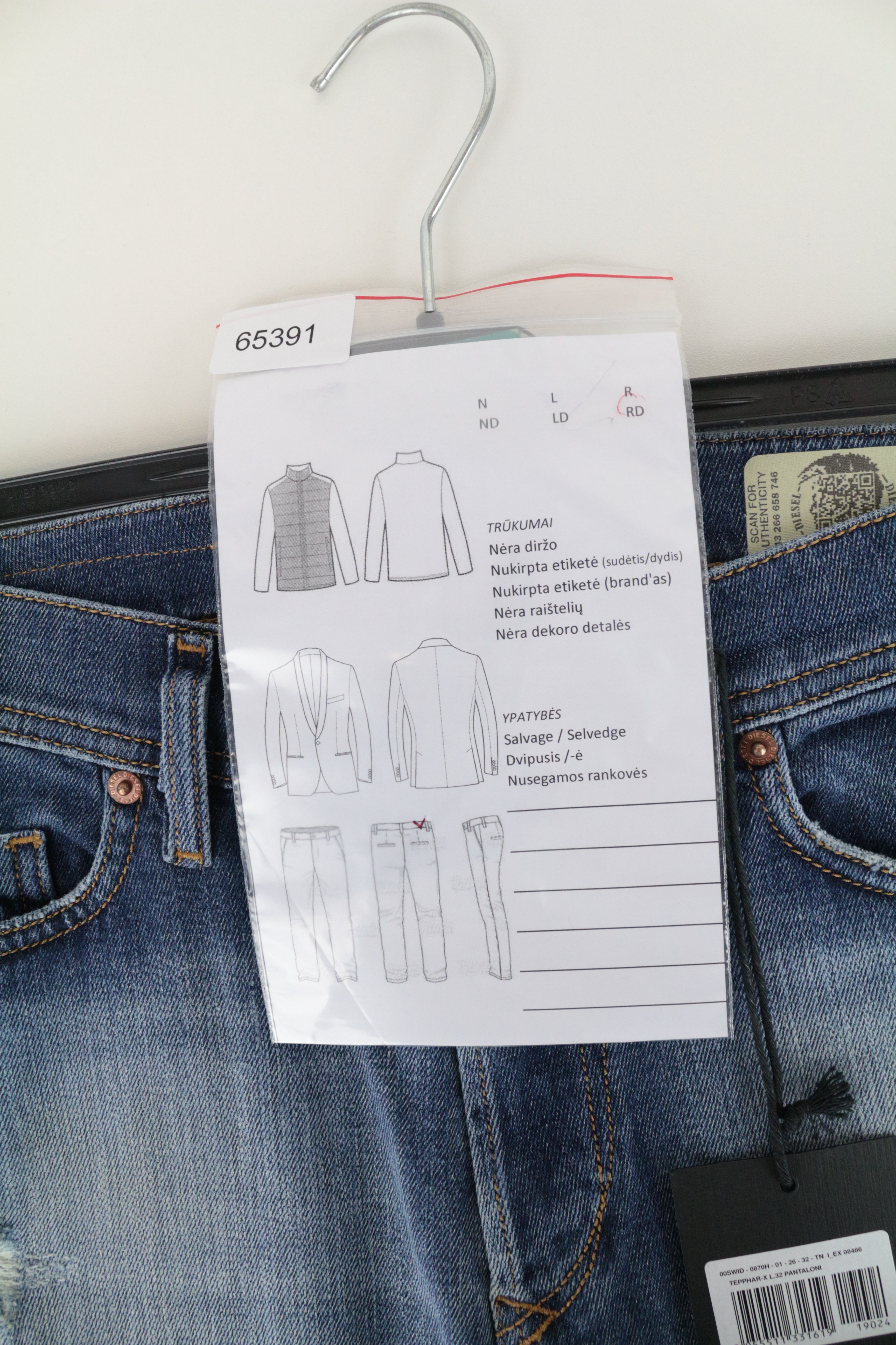 DIESEL Tepphar-X 0870H W26/L32 Blue Slim Carrot Washed Stretch Fit Jeans