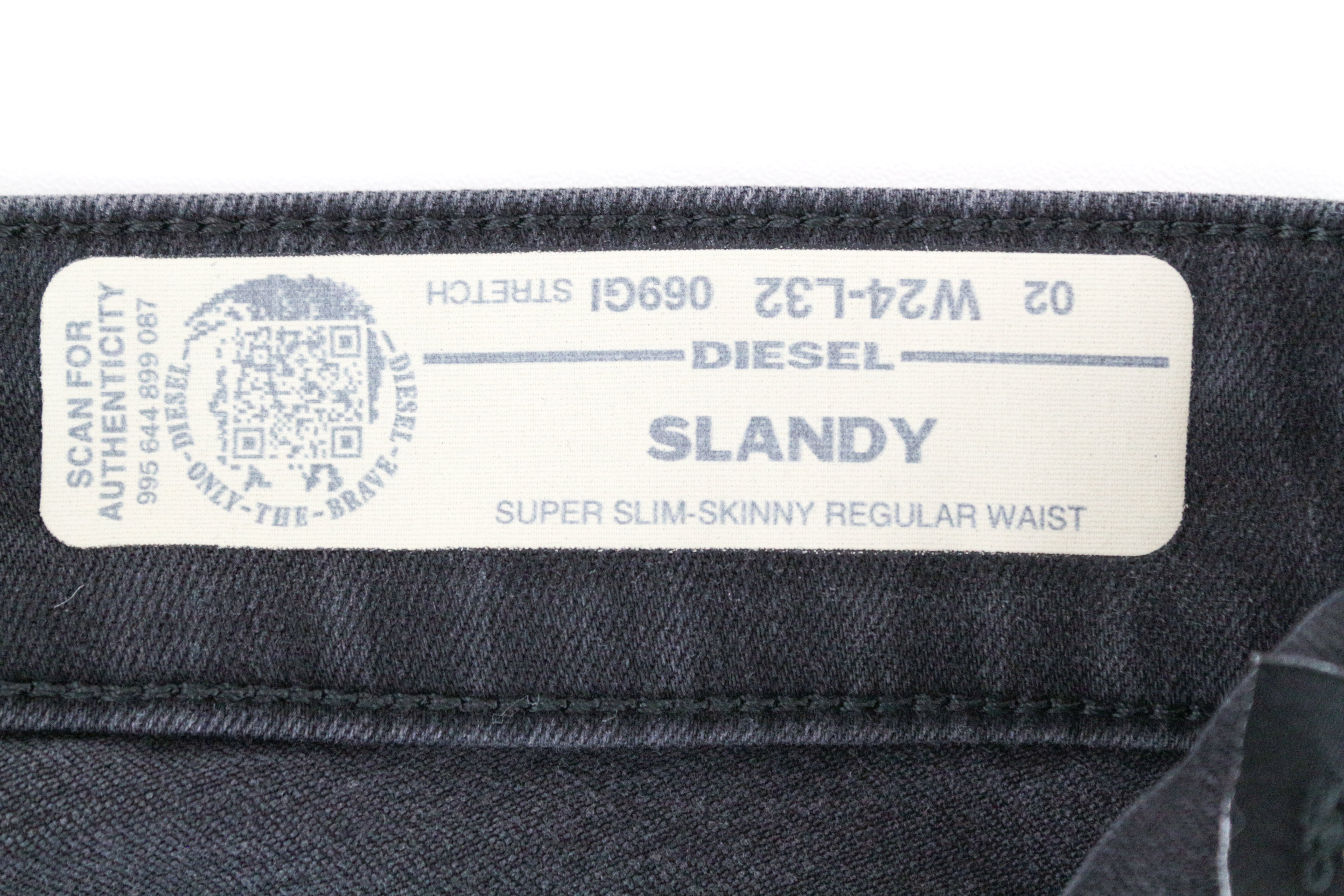 DIESEL Slandy 069GI Women's W24/L32 Skinny Grey Super Slim Fit Stretch Jeans