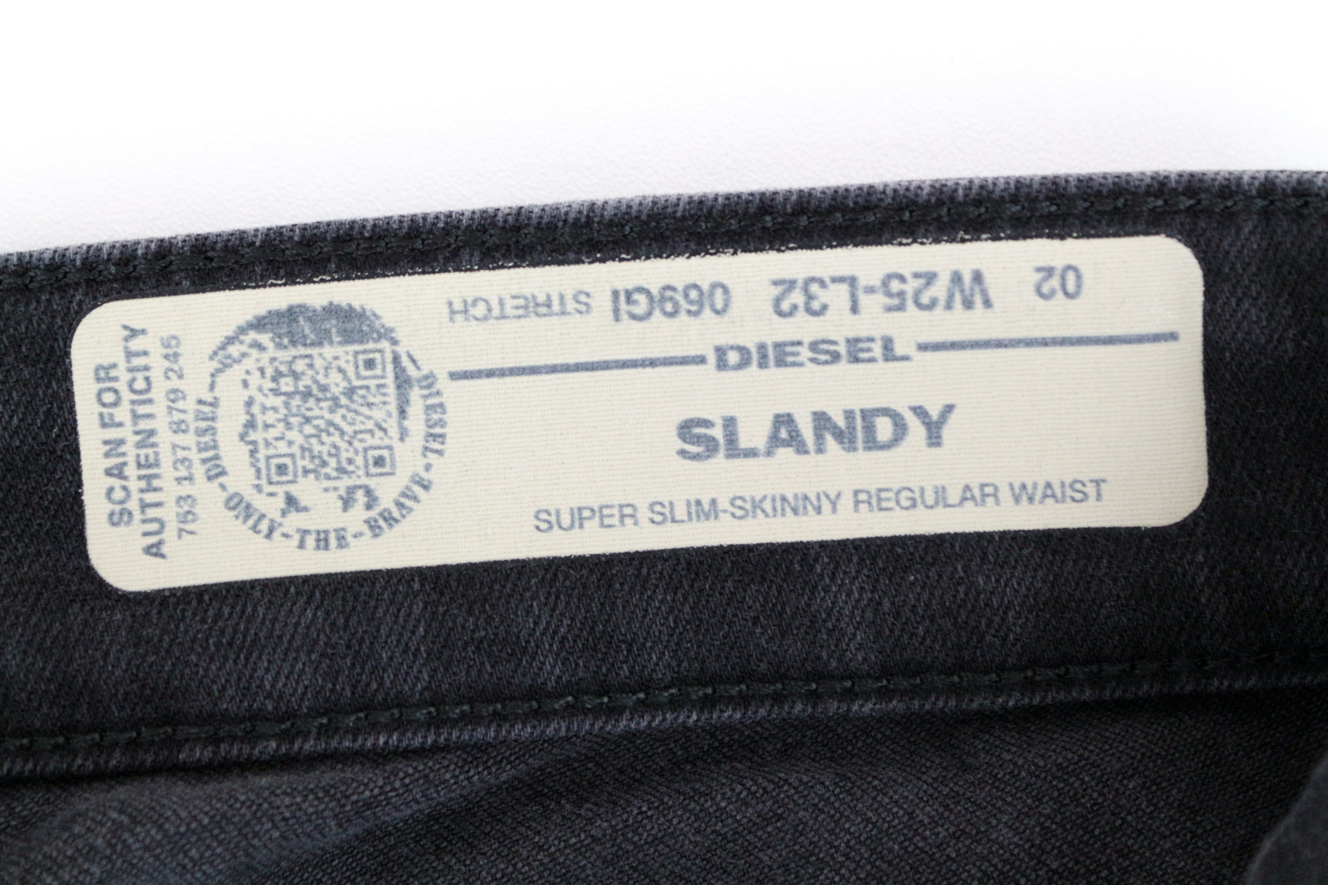 DIESEL Slandy 069GI W25 L32 Grey Cotton Skinny Women's Slim Stretch Fit Jeans