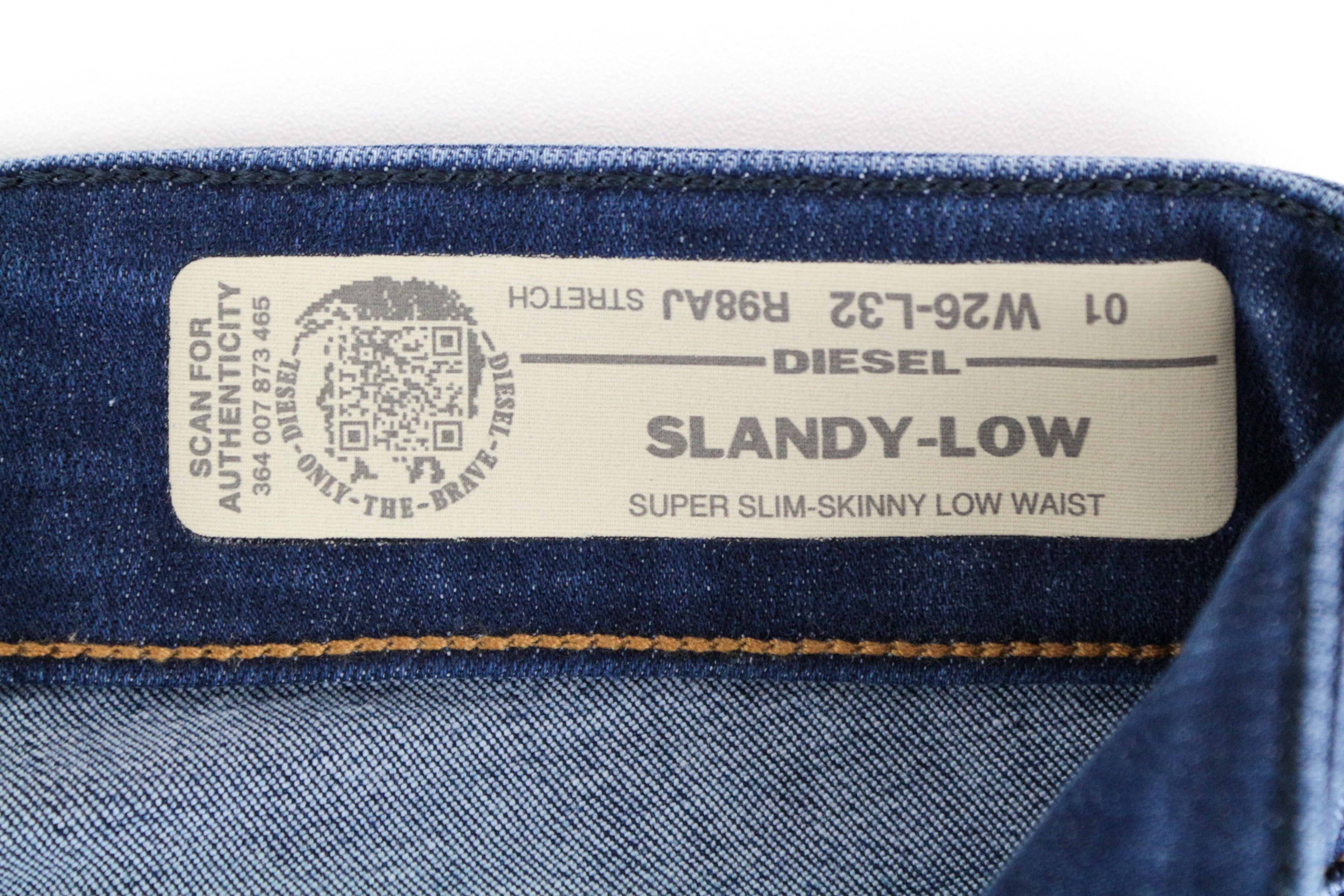 DIESEL Slandy-Low R98AJ W26/L32 Super Skinny Women's Blue Washed Fit Jeans