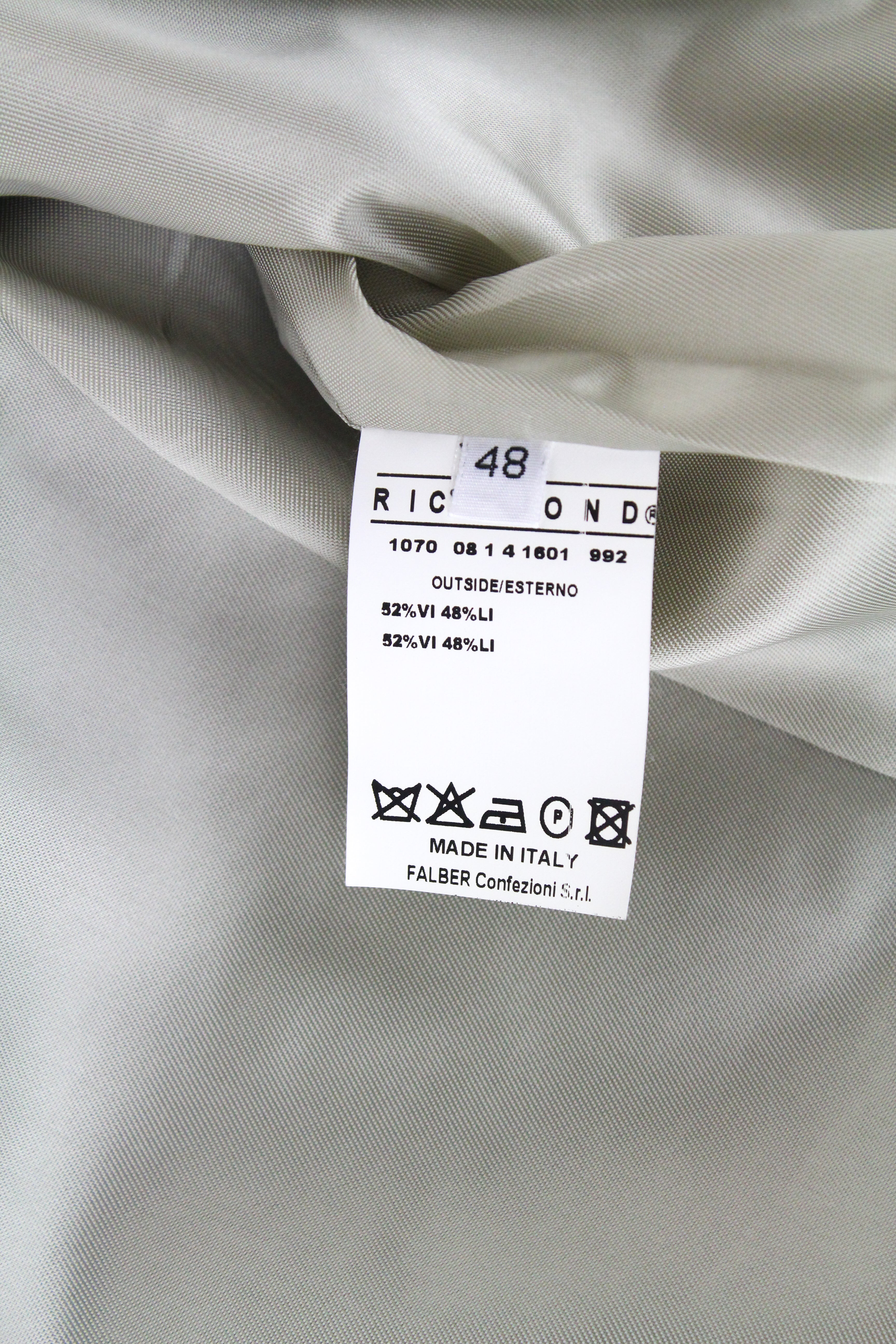 RICHMOND Men's Jacket 48 Grey Linen Blend Lined Single-Breasted Long Sleeve