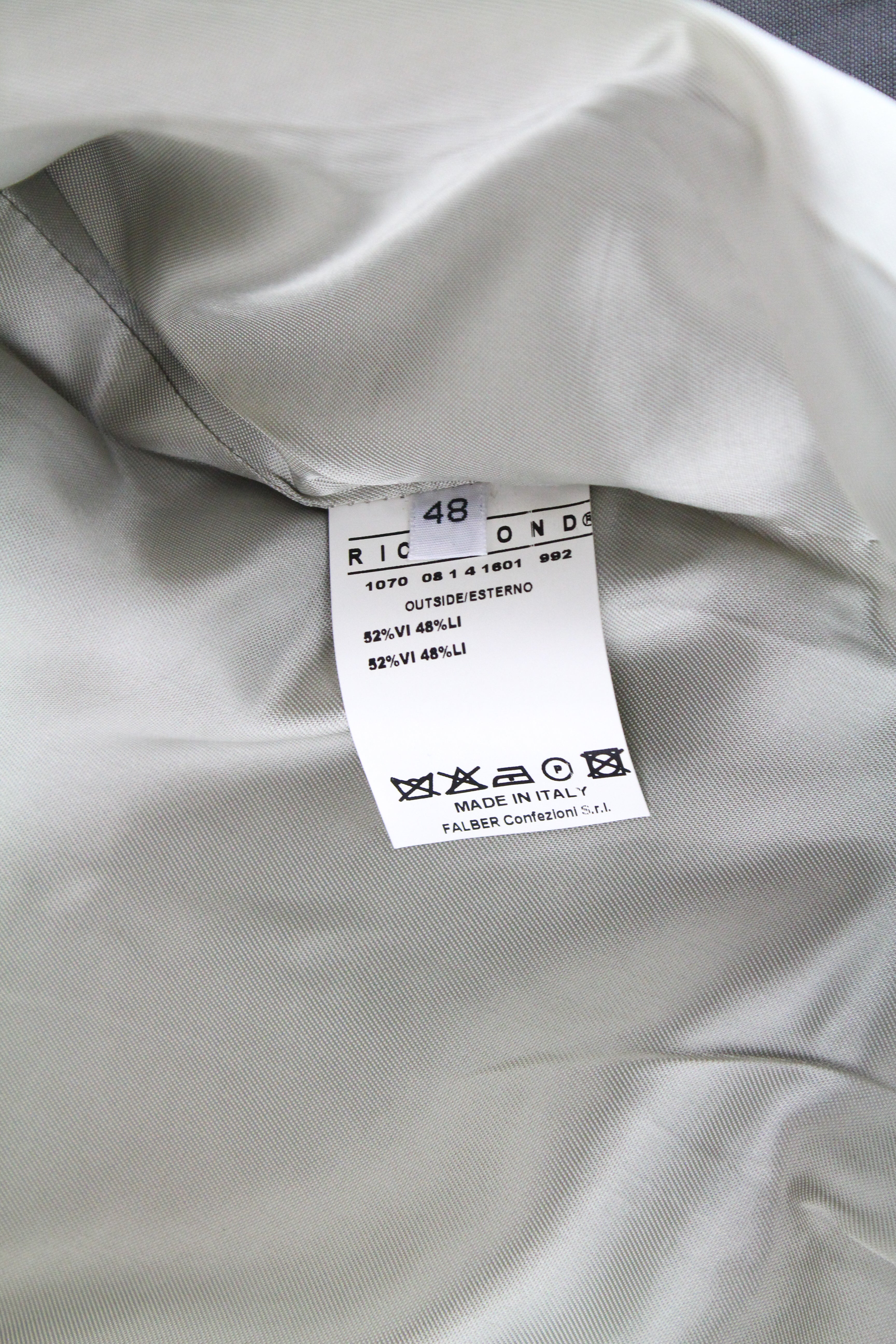 RICHMOND Men's Jacket 48 Grey Linen Lined Blazer Long Sleeved Single Breasted