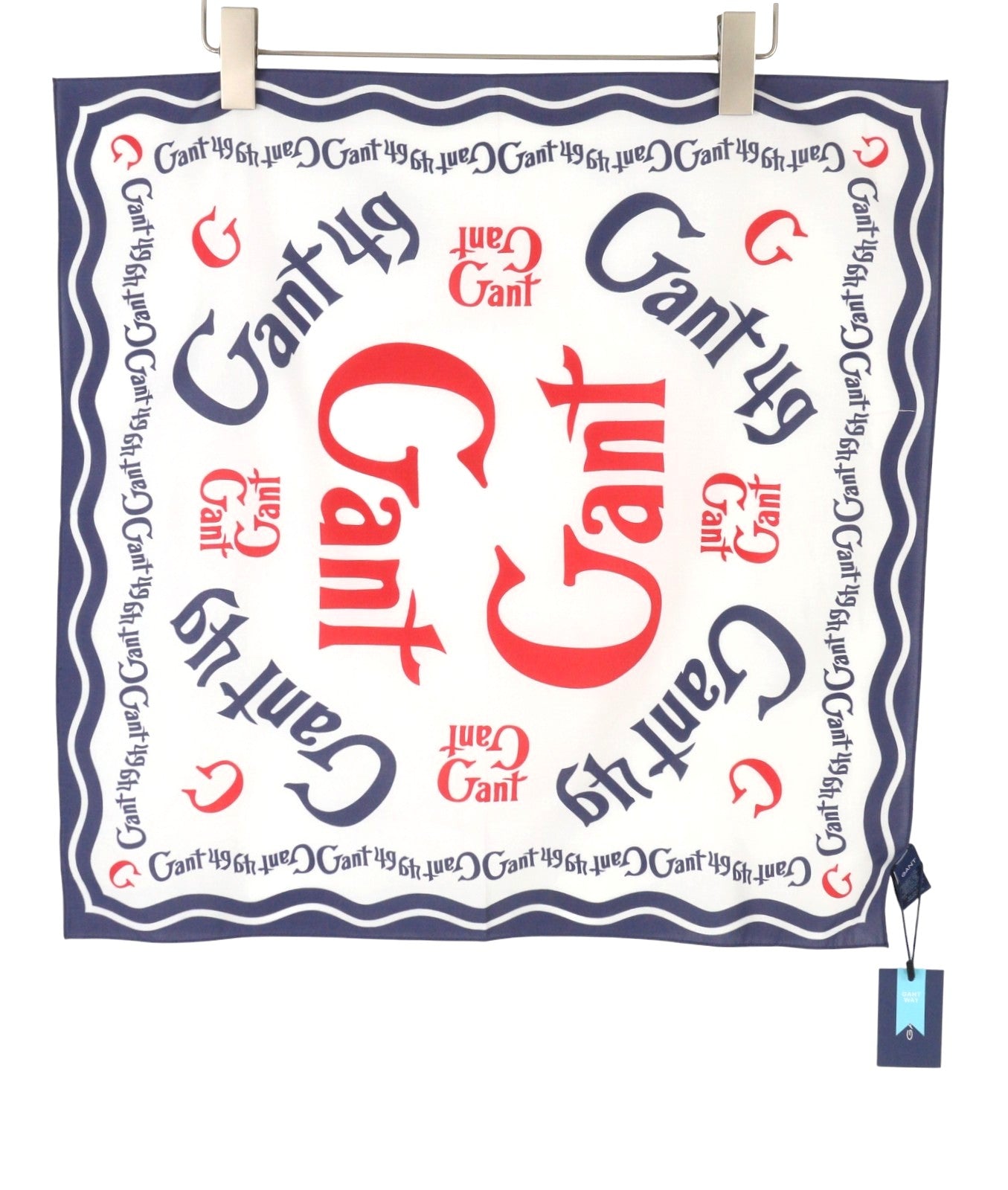 GANT Cotton Bandana Women Scarf OS Persian Blue Printed Lightweight Square