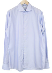 SUITSUPPLY Men's Formal Shirt 45.7/17.75L Blue Cutaway Striped Cotton Extra Slim