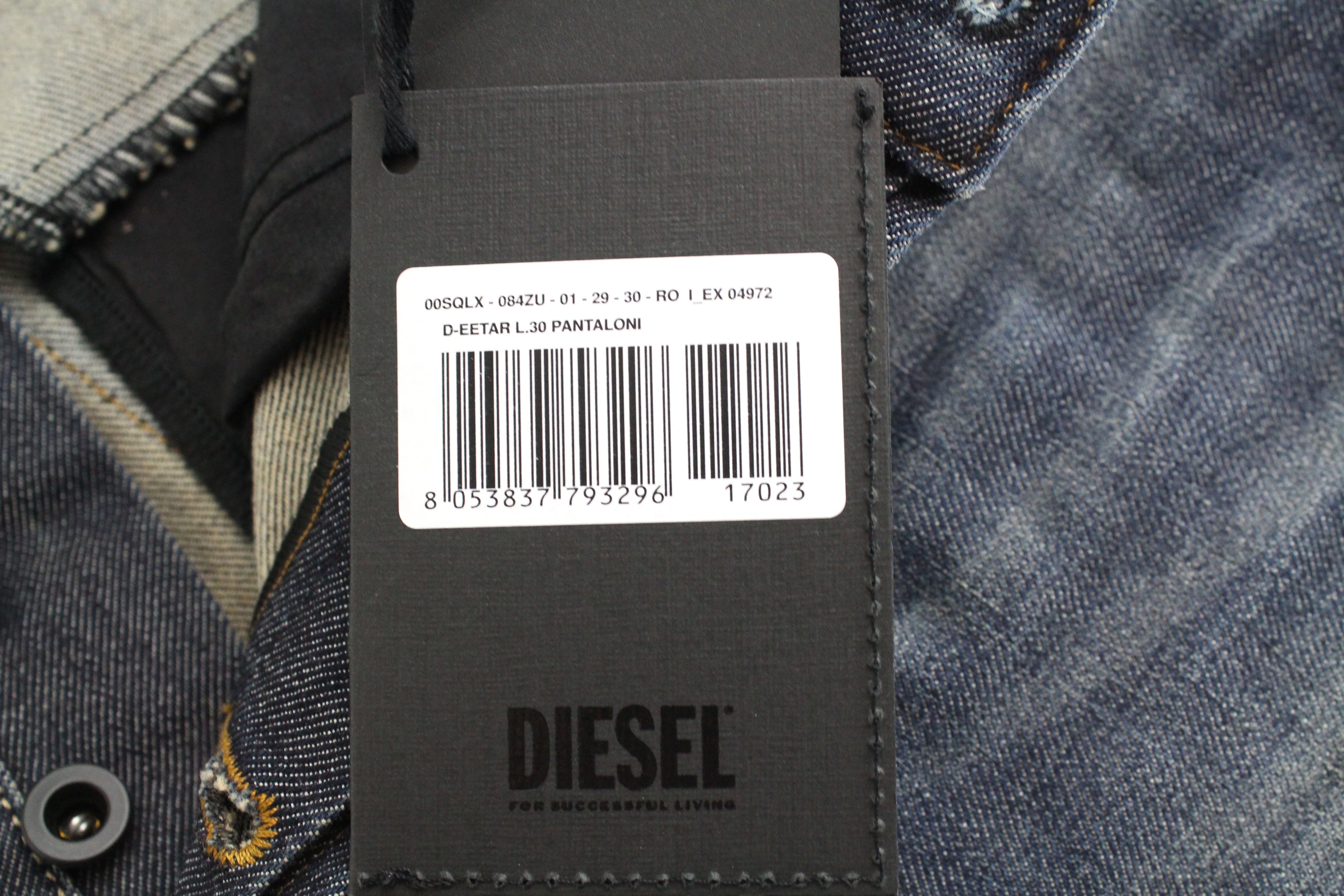 DIESEL D-Eetar 084ZU Men's Jeans W29/L30 Tapered Fit Blue Stretch Wash