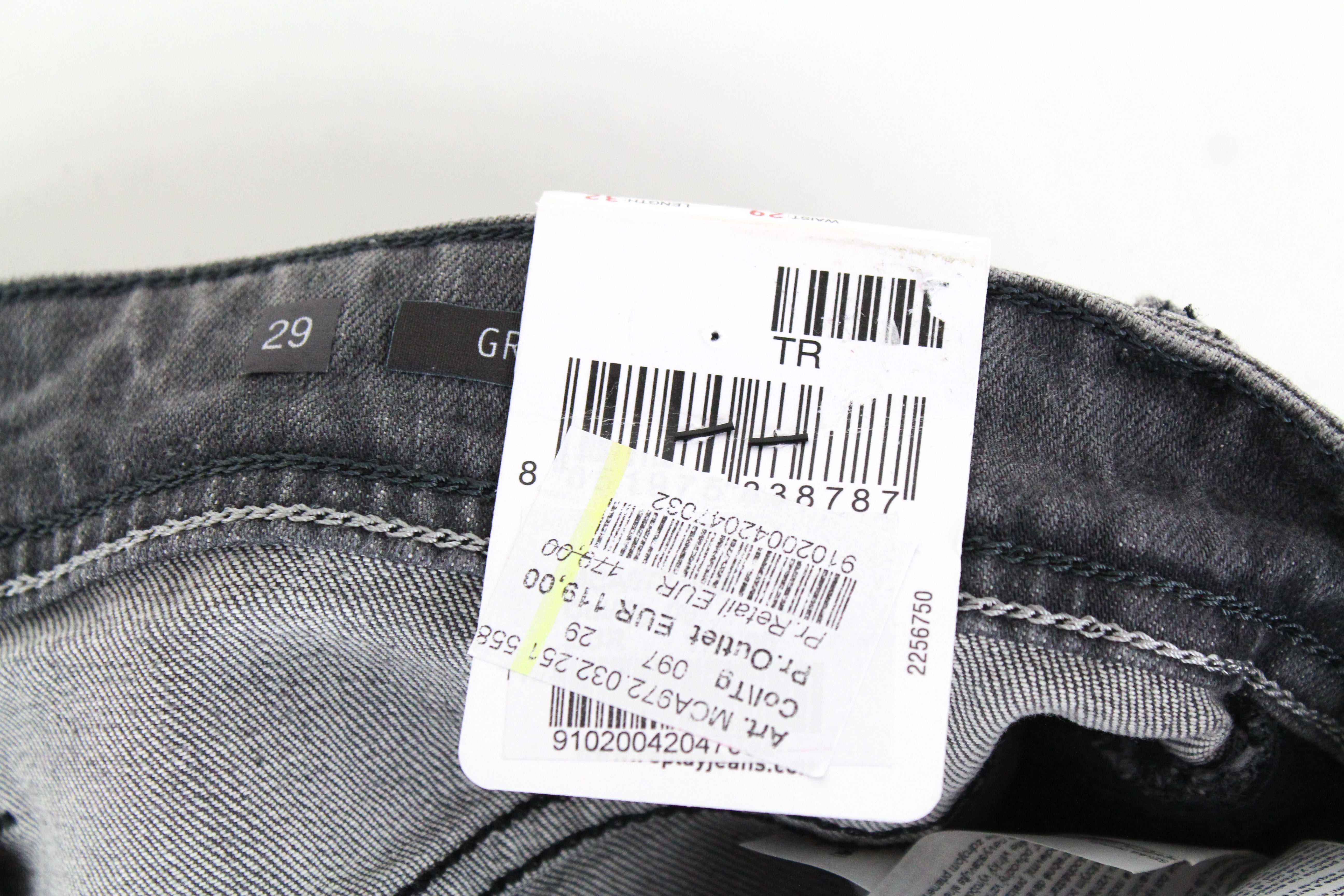 REPLAY Grover Men Jeans W29/L32 Straight Fit Cotton Stretch Grey Selvedge
