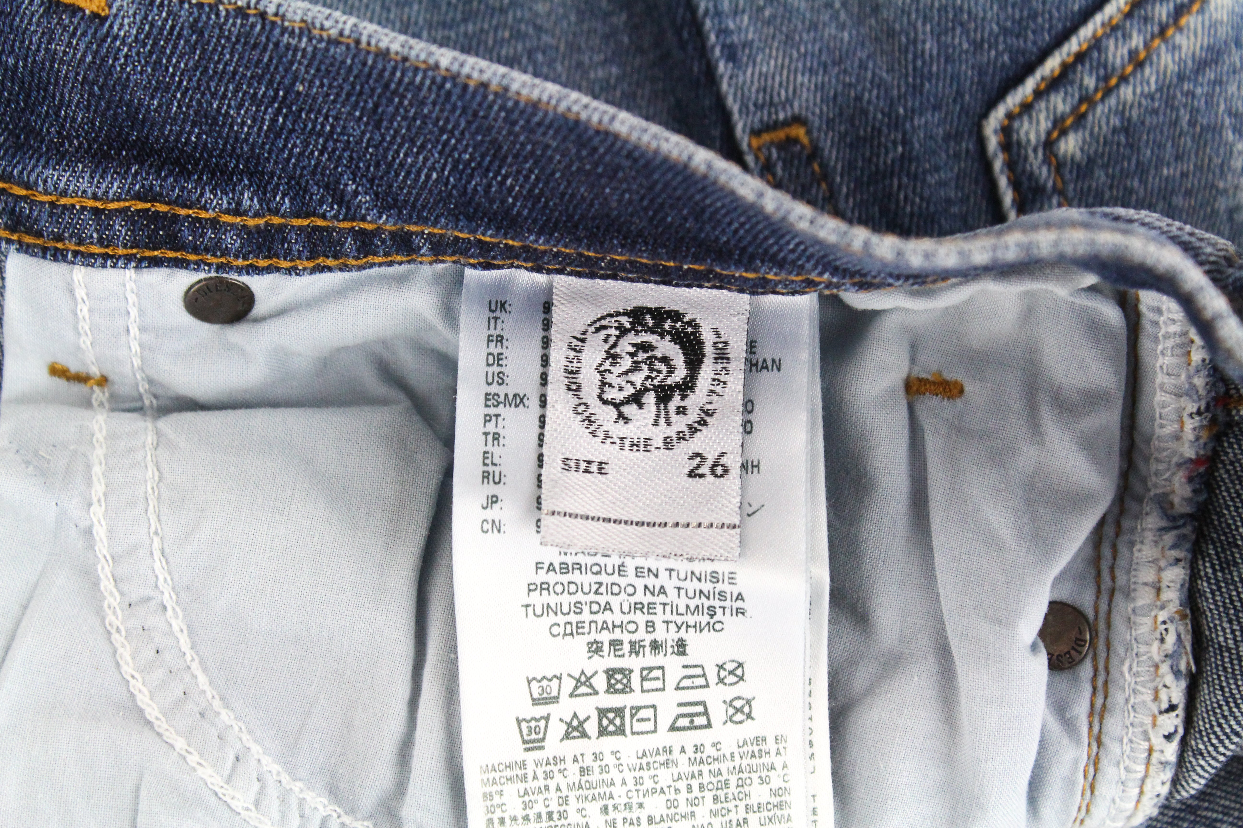 DIESEL Tepphar-X 0870H Men's Jeans W26/L32 Slim Carrot Blue Stretch Denim