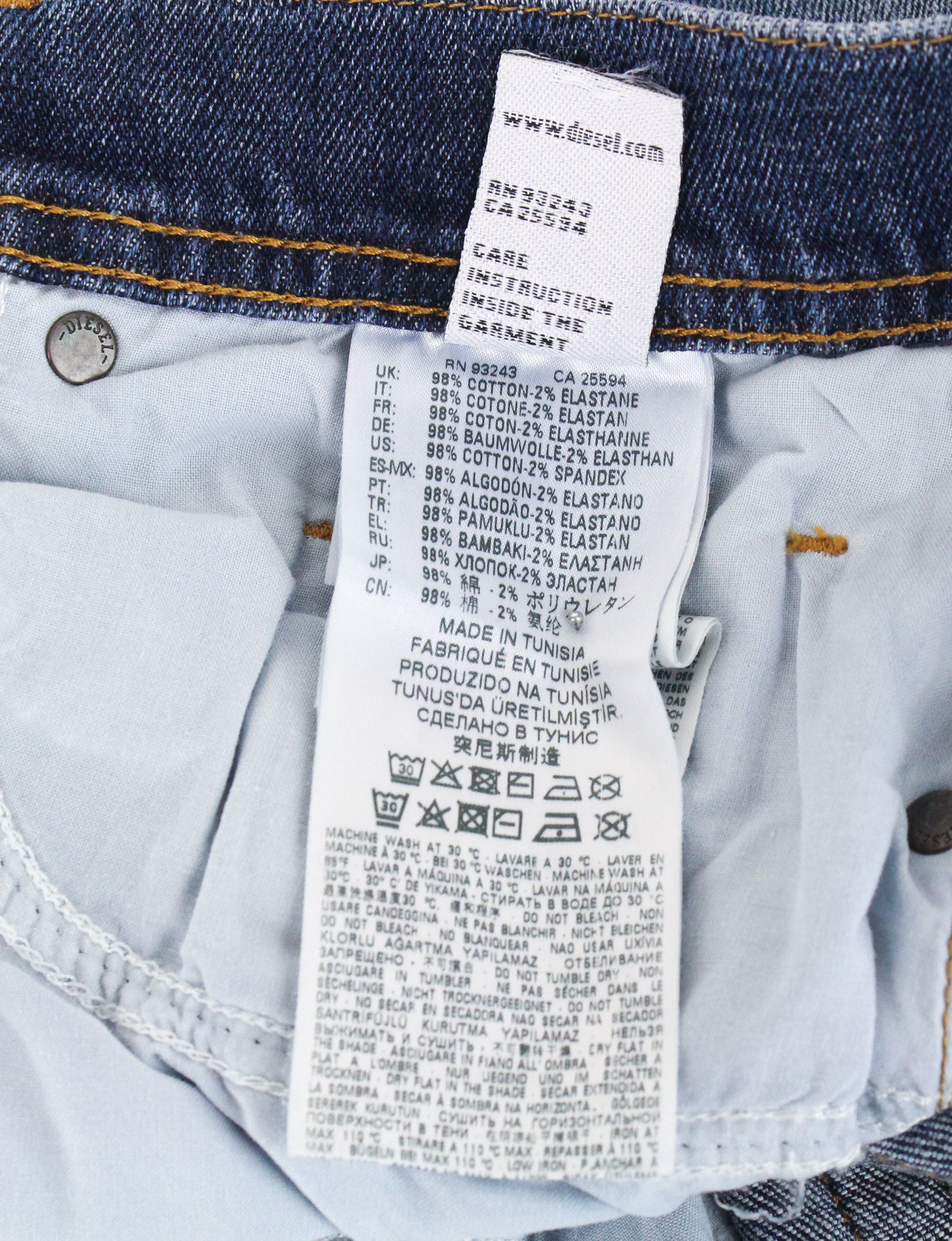 DIESEL Tepphar-X 0870H Men's Jeans W26/L32 Slim Carrot Blue Stretch Denim