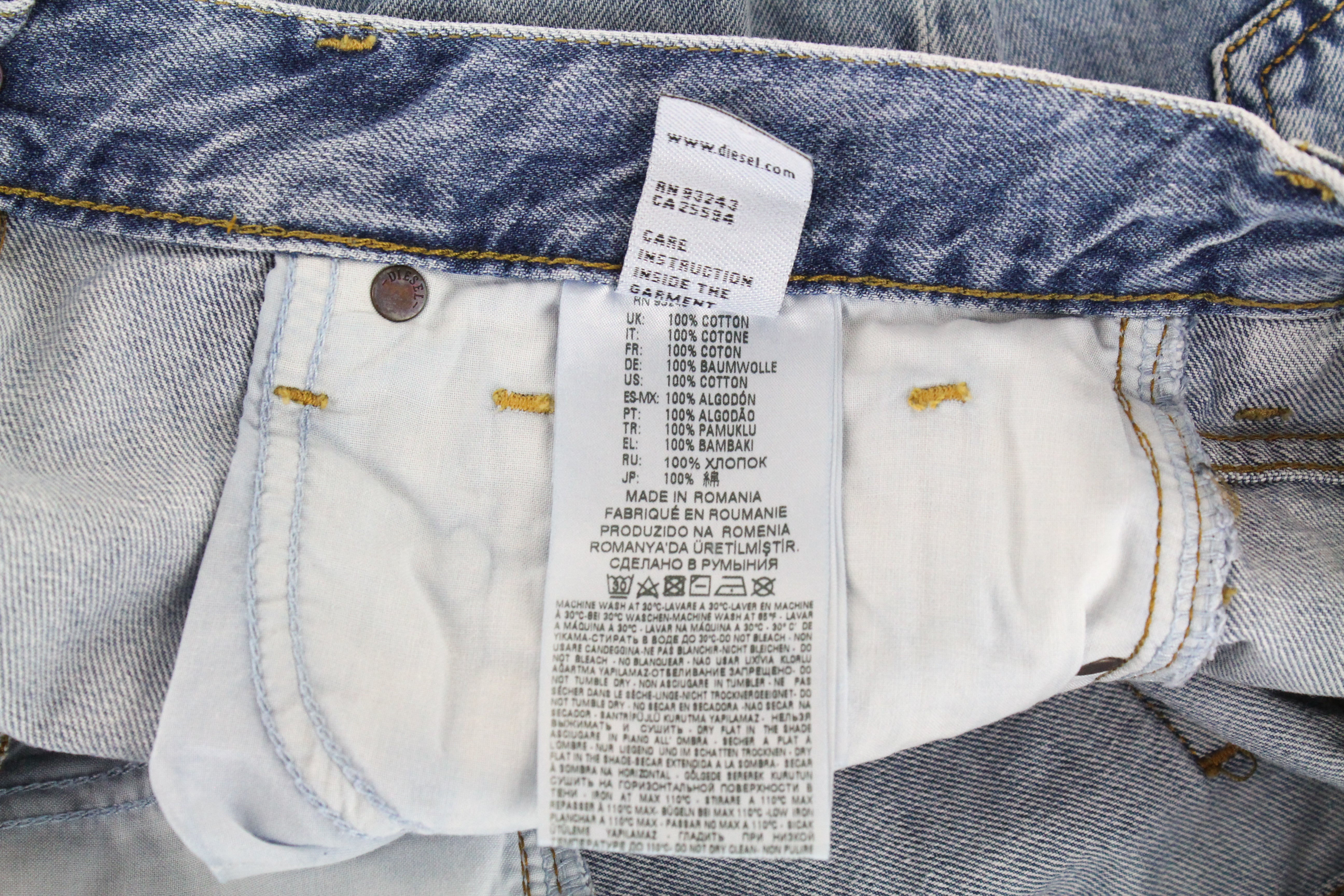 DIESEL D-Mirk 084RE Men's Shorts W28 Light Blue Washed Cotton Slim Fit Denim