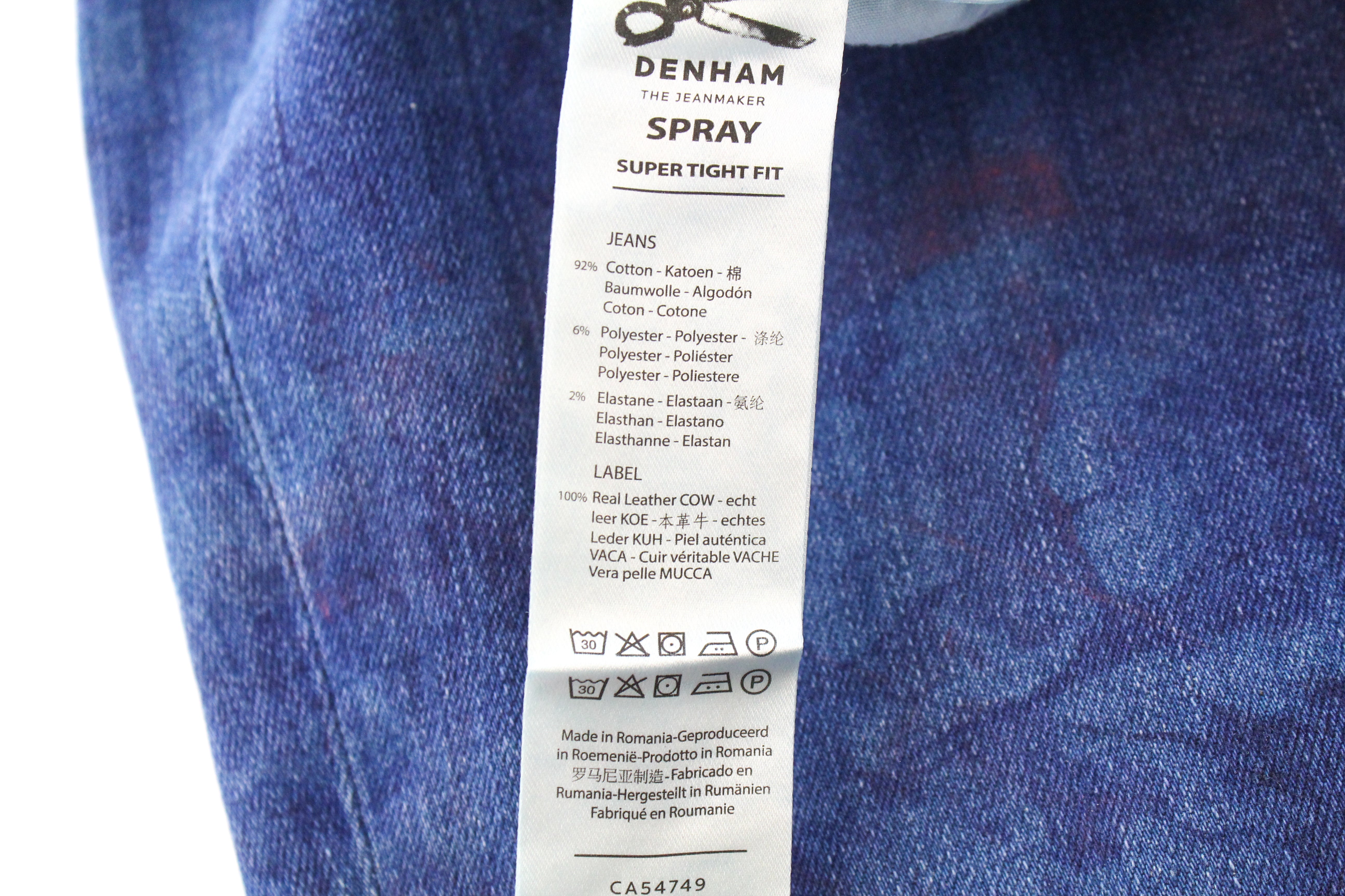 DENHAM Spray W28/L32 Women's Stretch Blue Jeans Washed Super Tight Fit