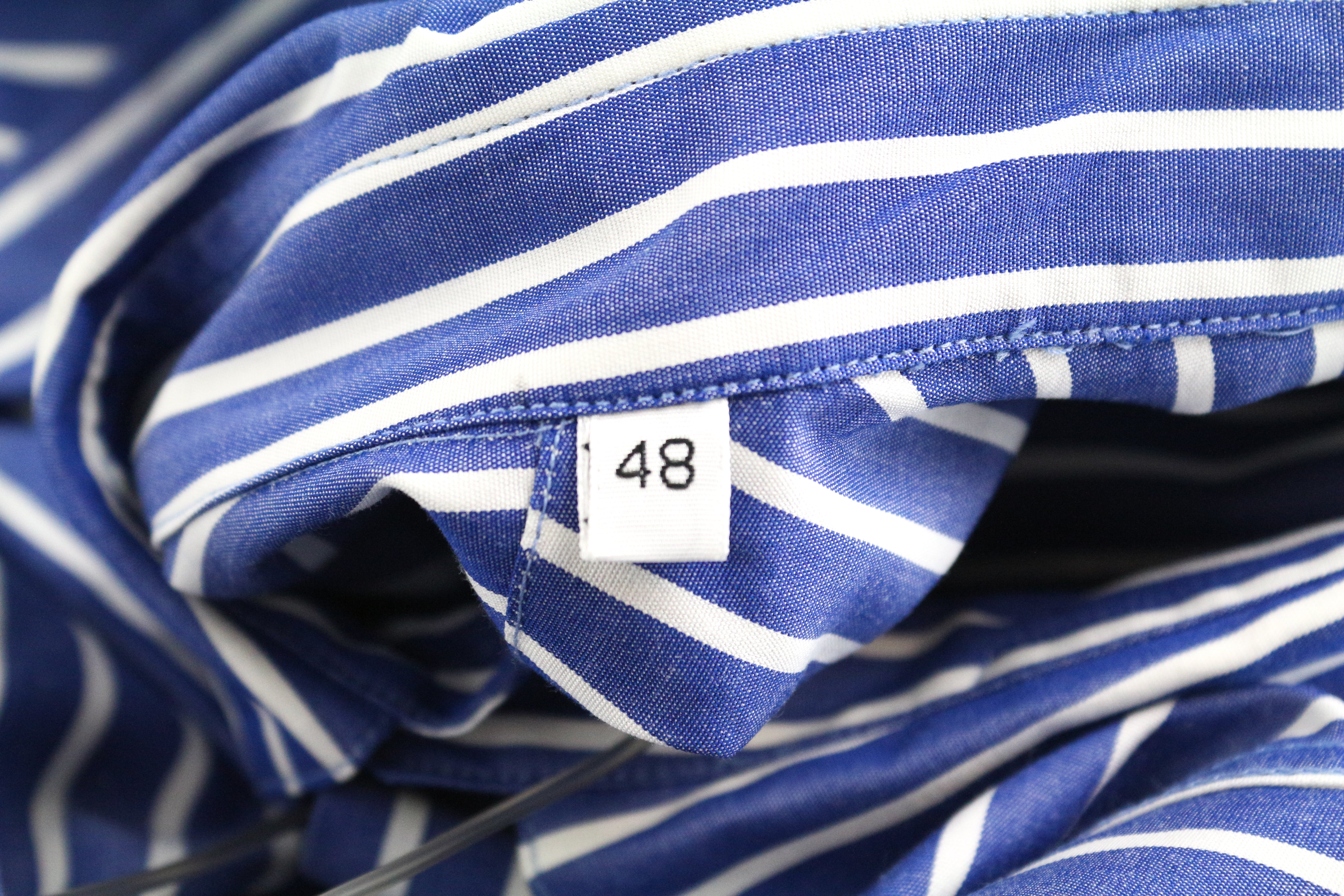 RICHMOND Men's Blue Shirt 48 Striped Cotton  Short Sleeve Pocket