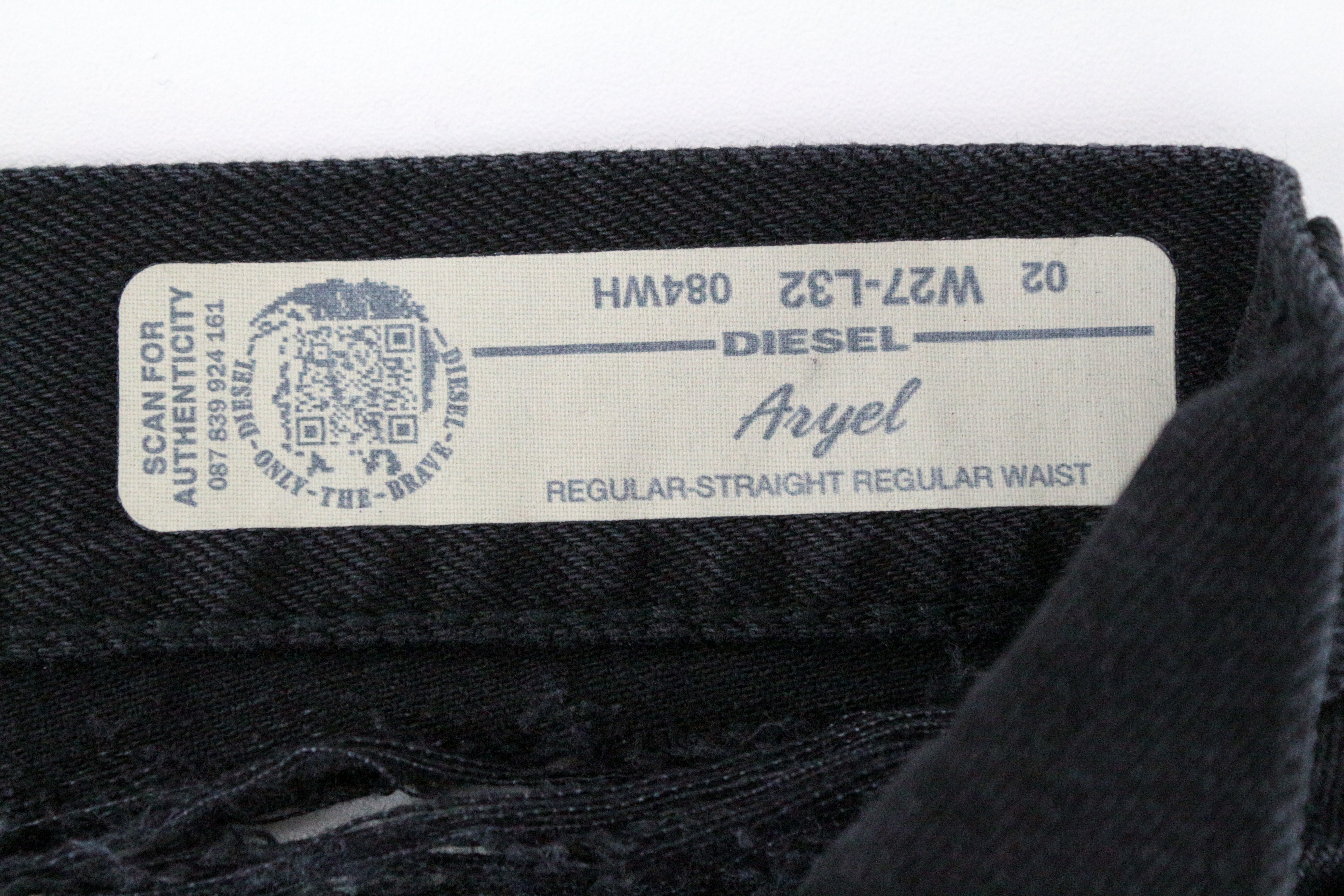 DIESEL Aryel 084WH Women's Jeans W27/L32 Straight Fit Black Ripped Cotton