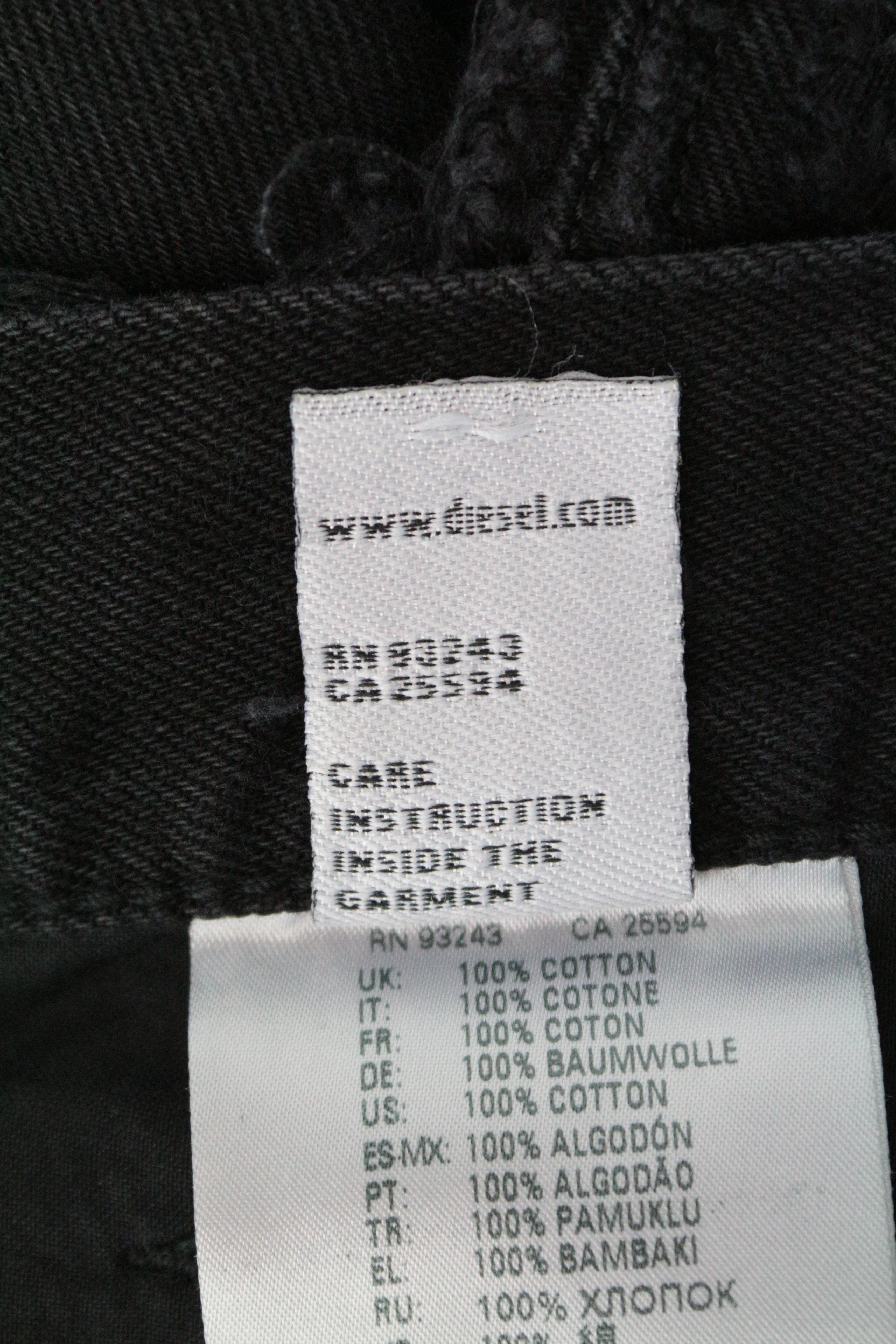 DIESEL Aryel 084WH Women's Jeans W27/L32 Straight Fit Black Ripped Cotton