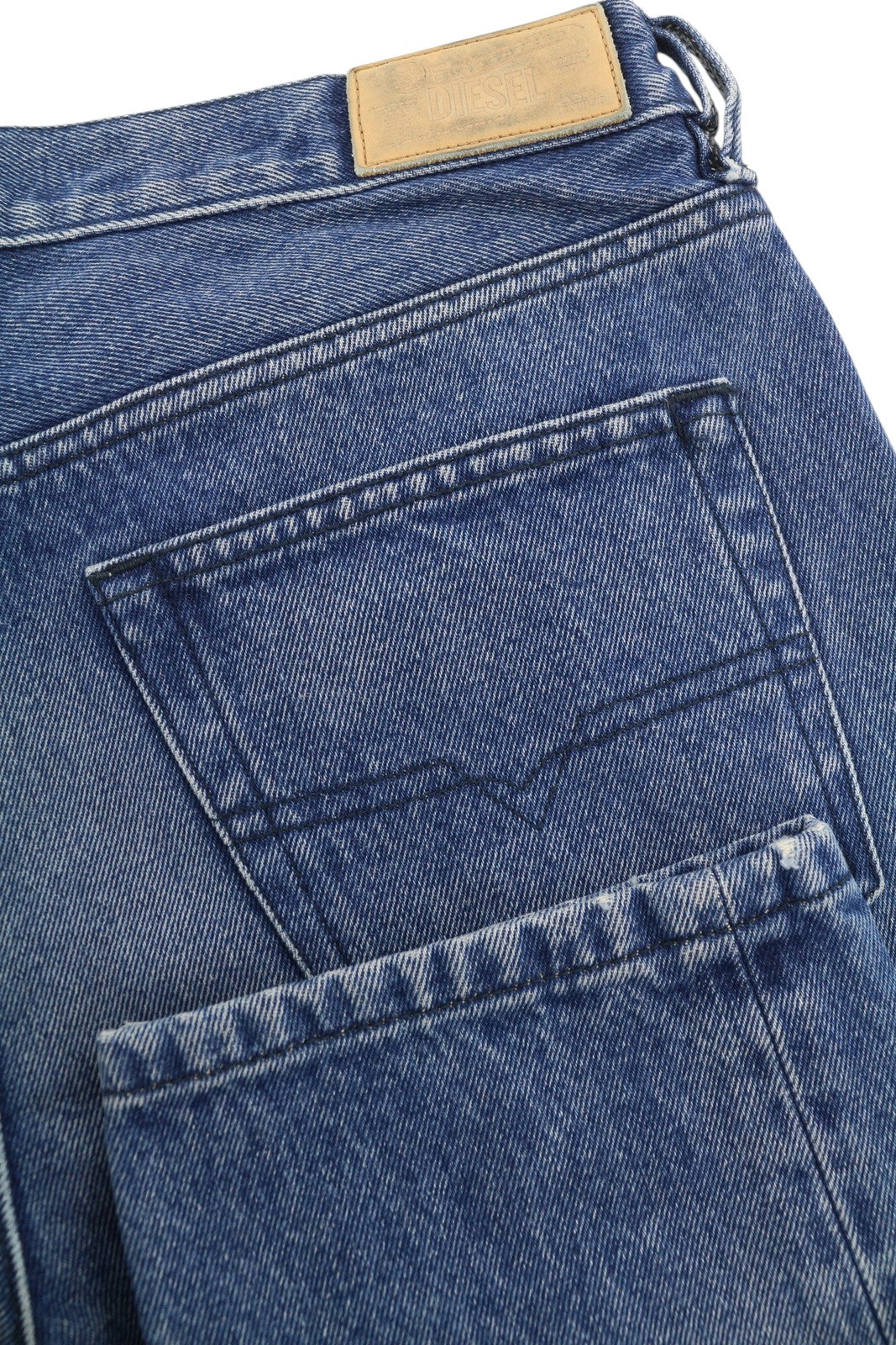 DIESEL Mharky 0076Y Men Jeans W32 Blue Faded Washed Regular Fit Button Fy Logo