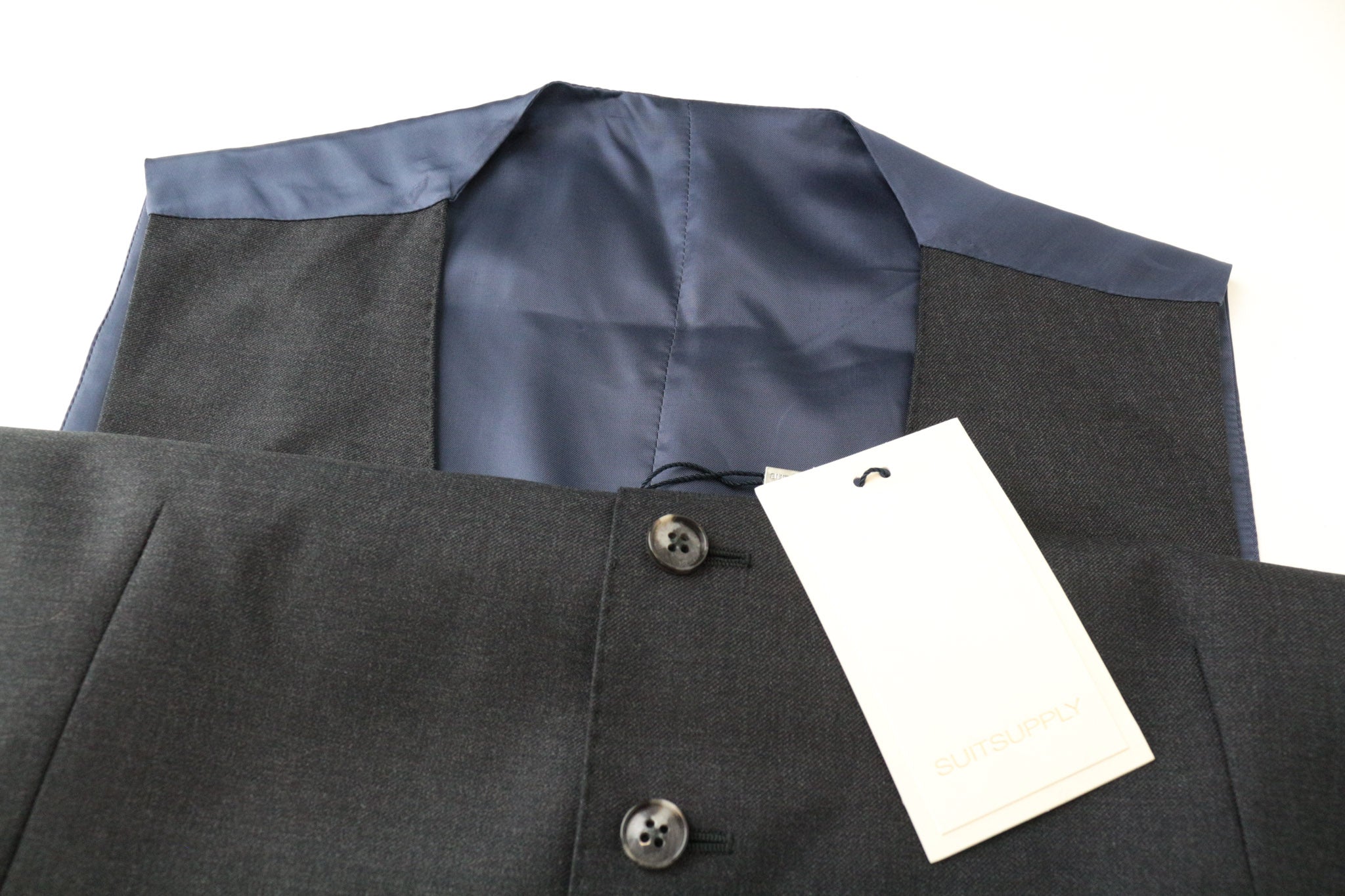 SUITSUPPLY Napoli Men's Suit UK42S Grey Melange 3Pc Wool Formal Slim