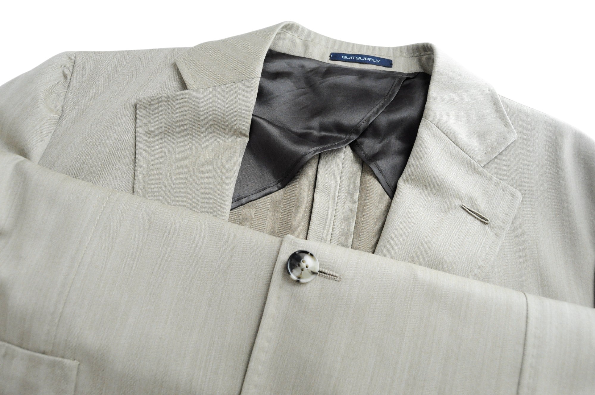 Men's SUITSUPPLY La Spalla Suit UK42R Wool Light Brown 2 Piece Vented