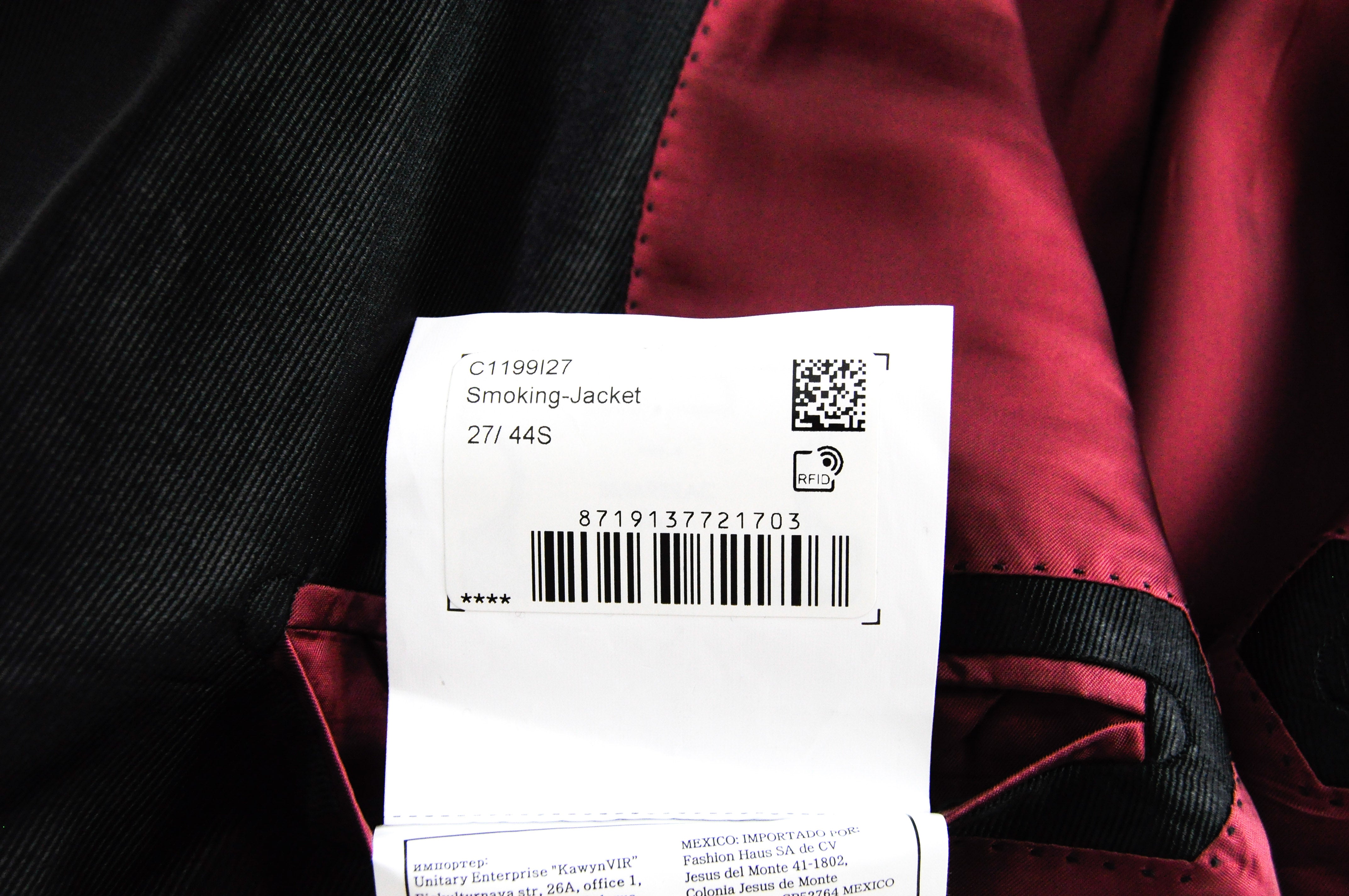 SUITSUPPLY Men's UK44S Lazio Tuxedo Suit Black Slim Wool 2 Piece Super 110's