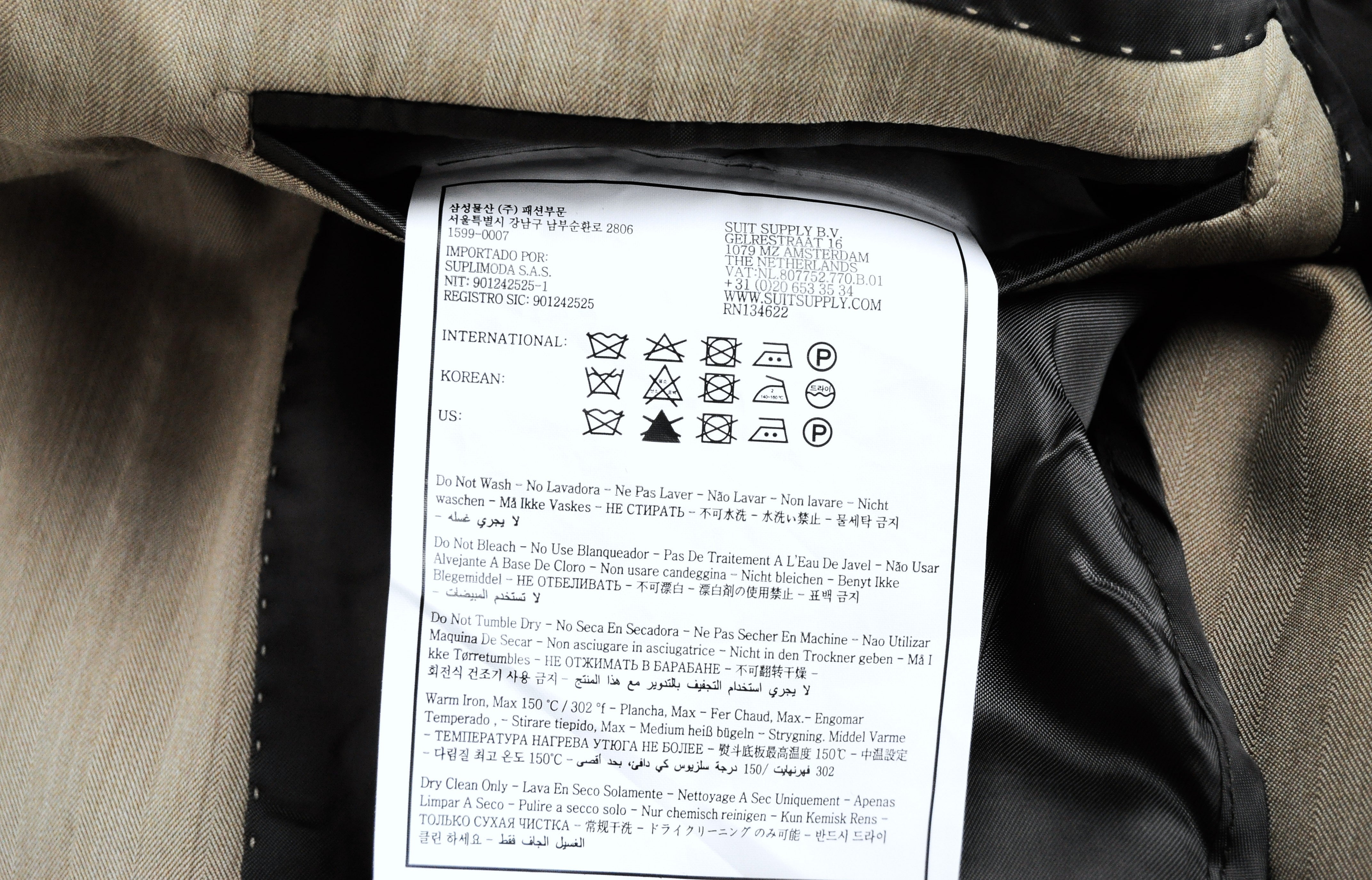 Men's SUITSUPPLY La Spalla Suit UK42R Wool Light Brown 2 Piece Vented