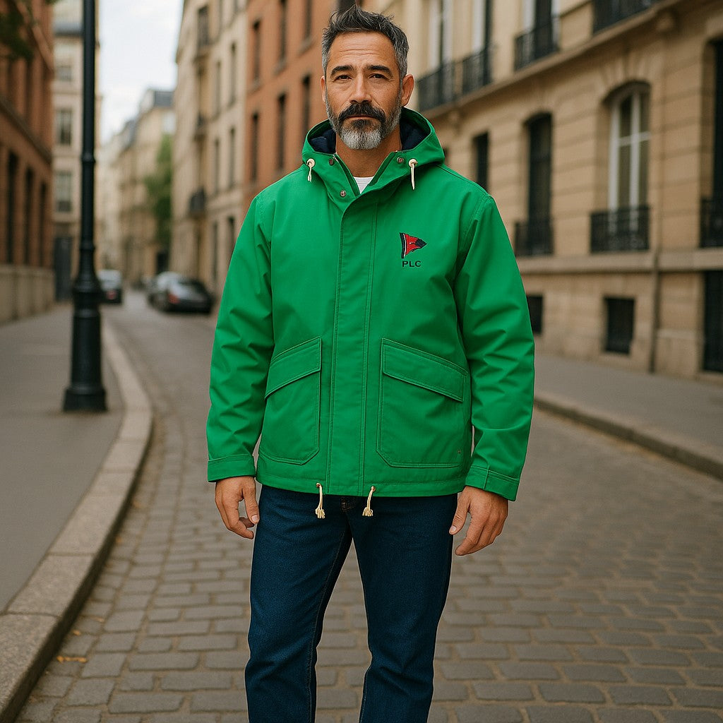 RALPH LAUREN Men Jacket S Green Hooded Windbreaker Water Repellent RRP€1399