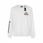 DIESEL T-Diegos-LS-K27 Men T-Shirt L White Cotton Long Sleeved Crew Neck Tricot