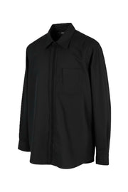 DIESEL S-Olsen Men Shirt L  Black Hidden Button Patch Pocket Spread Neck