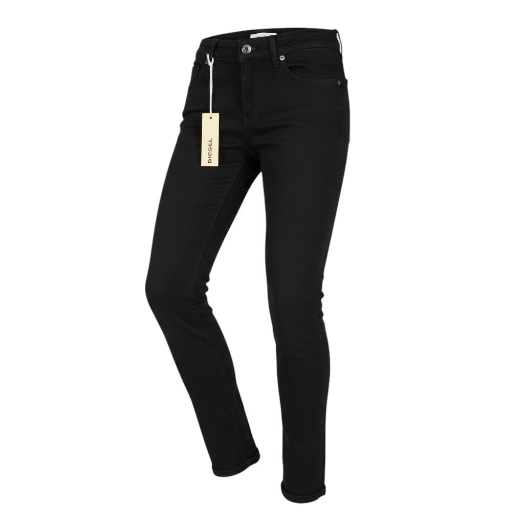 DIESEL Groupee 0R84A Women Black Jeans W23/L32 Low Waist Super Slim Skinny Fit