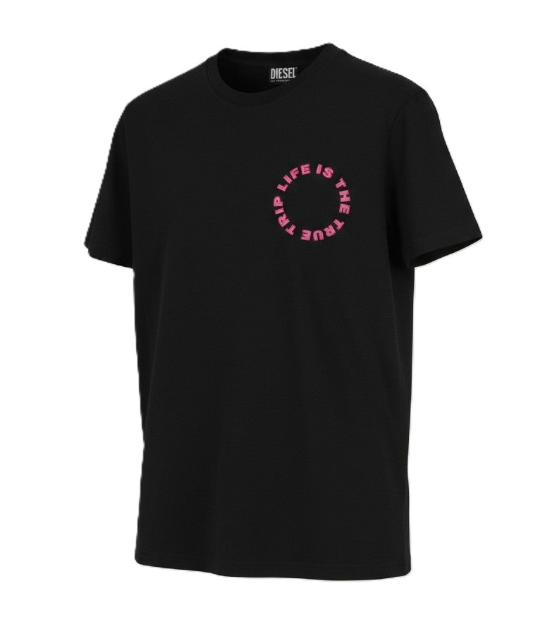 DIESEL T-Diegos-B7 Men's T-Shirt M Black Short Sleeved Crew Collar  Tricot