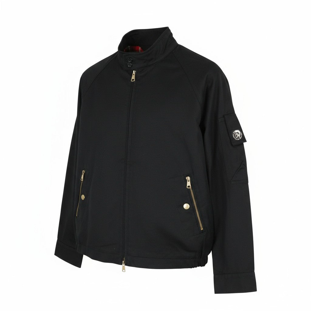 DIESEL J-Harry Men Jacket M Black Band Neck Pockets Plaid Lined RRP€350