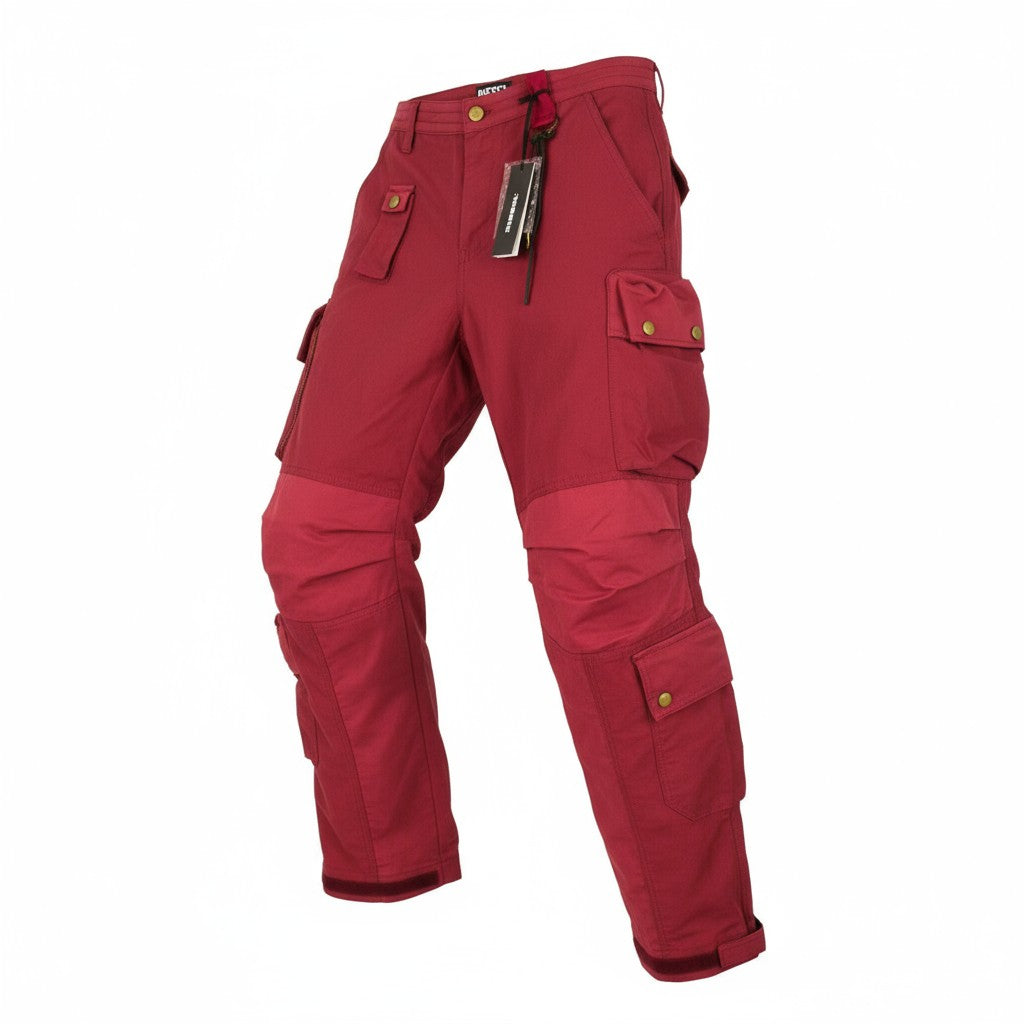 DIESEL P-Giulia Women Trousers W27 Cargo Loose  Burgundy Linen Blend RRP300