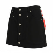 DIESEL O-Beige Women Skirt W25 Black Twill Buttoned Pockets Casual Mini RRP150
