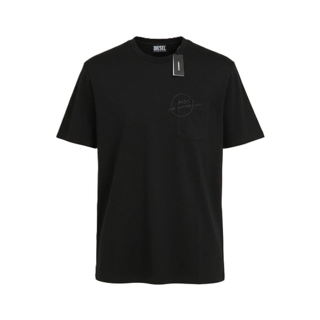 DIESEL T-Just-Worky Men's T-Shirt M Black Crew Neck Short Sleeve Cotton Tricot