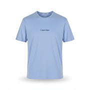CALVIN KLEIN Crew Neck Men T-Shirt M Blue Short Sleeve Tricot Stretch Logo